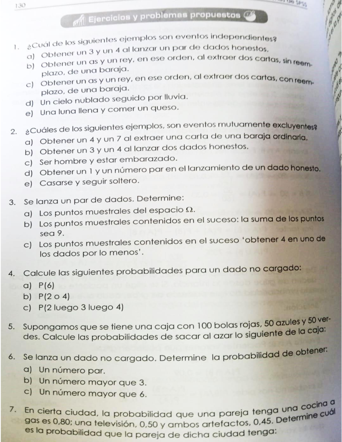 Problemas probabilidades - 130 AM Ejercicios y problemas propuestos 1 ...
