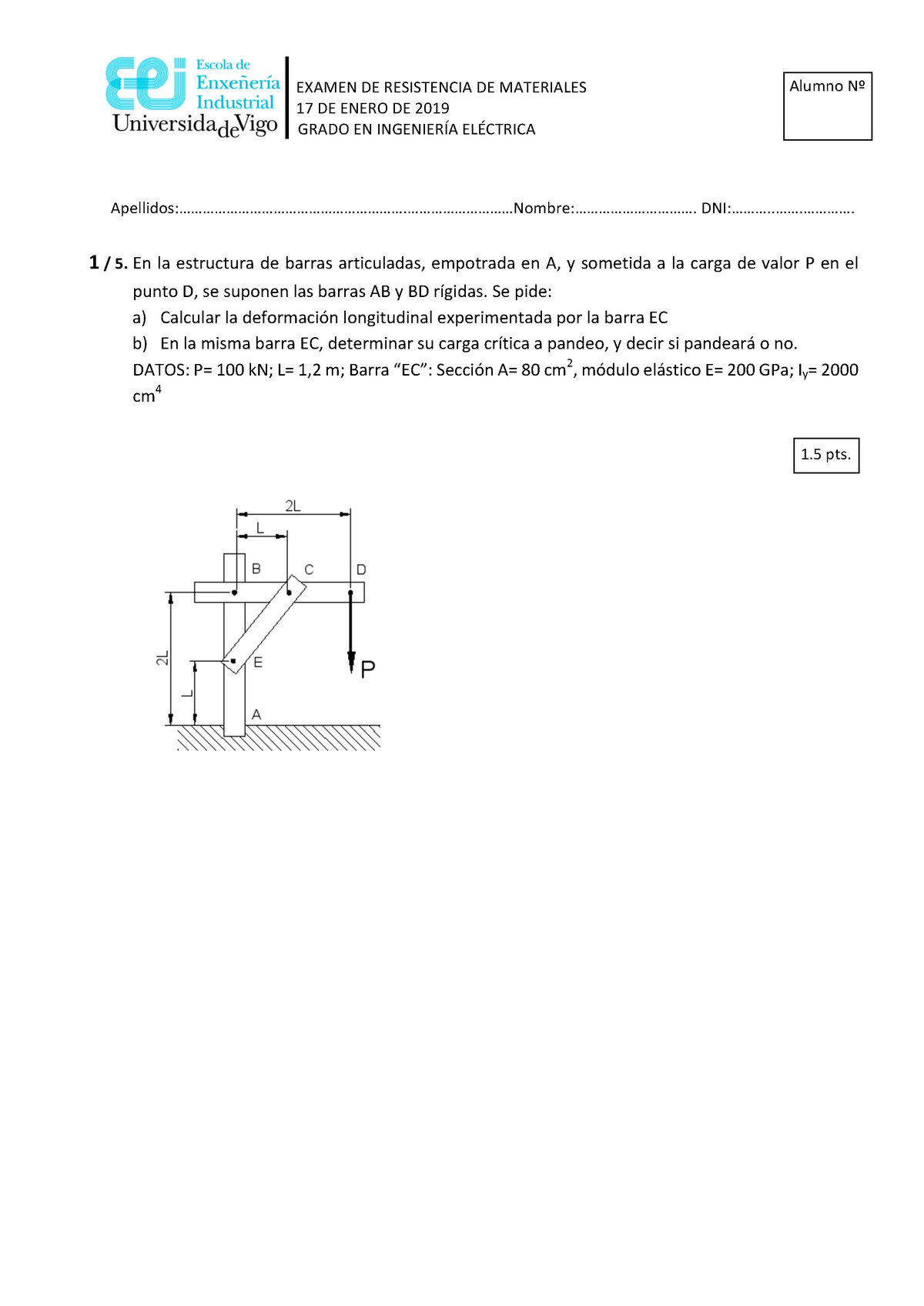 2019 - Examen Final Del Año 19-20 De Resistencia De Materiales Resuelto ...