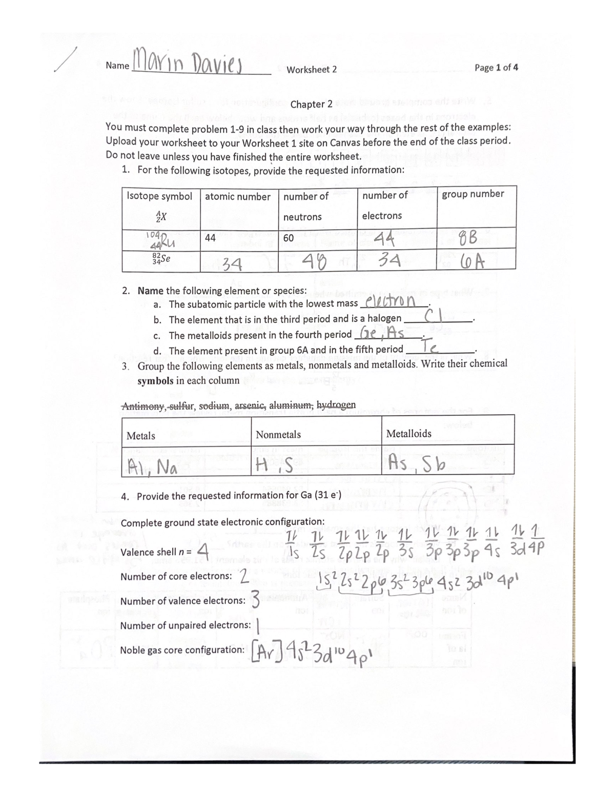Worksheet 2 CHEM 101 Studocu