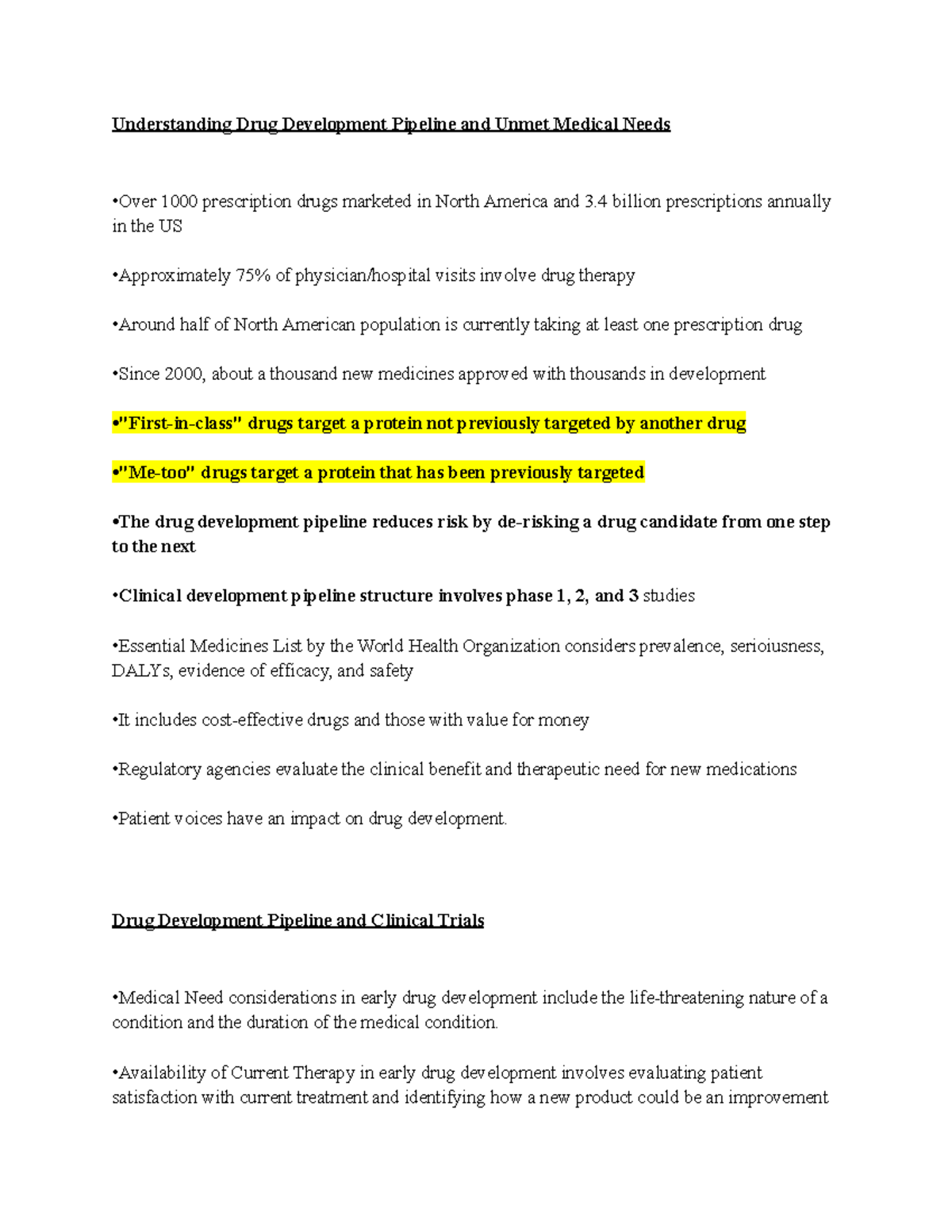 PCL101 NOTEs - Understanding Drug Development Pipeline and Unmet ...