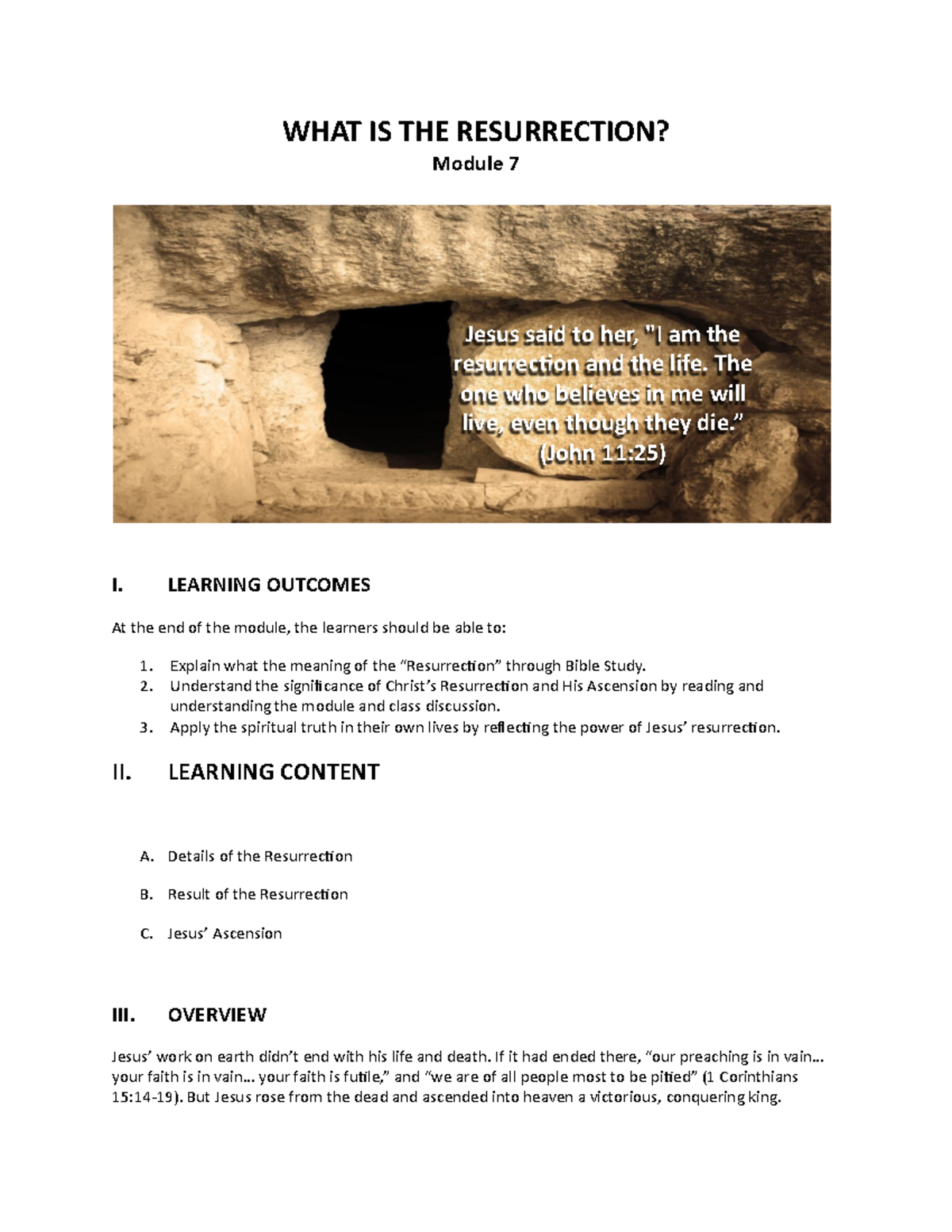 Module 7 WHAT IS THE Resurrection - WHAT IS THE RESURRECTION? Module 7 ...