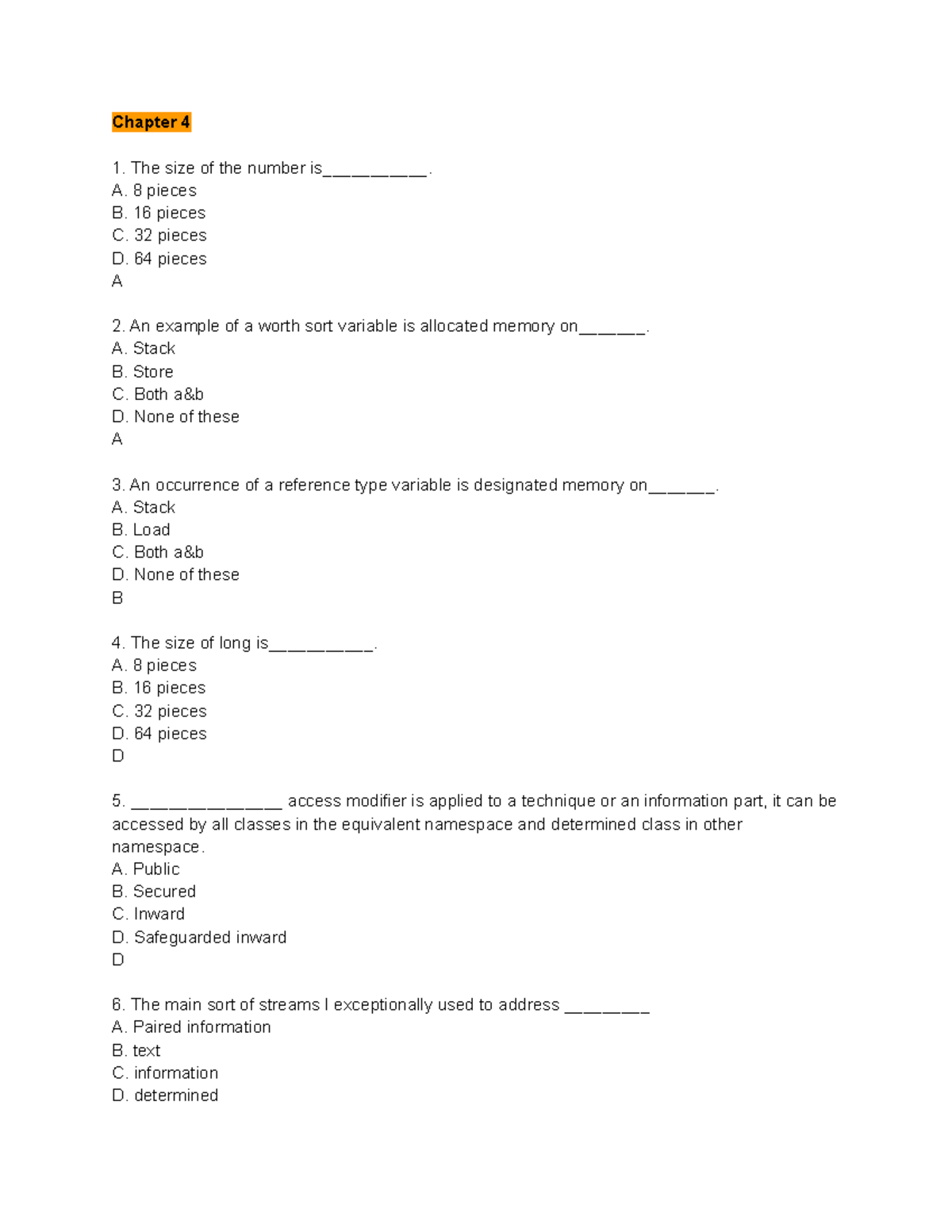 Chapter 4 - These are my quizzes for Computer Fundamentals and ...