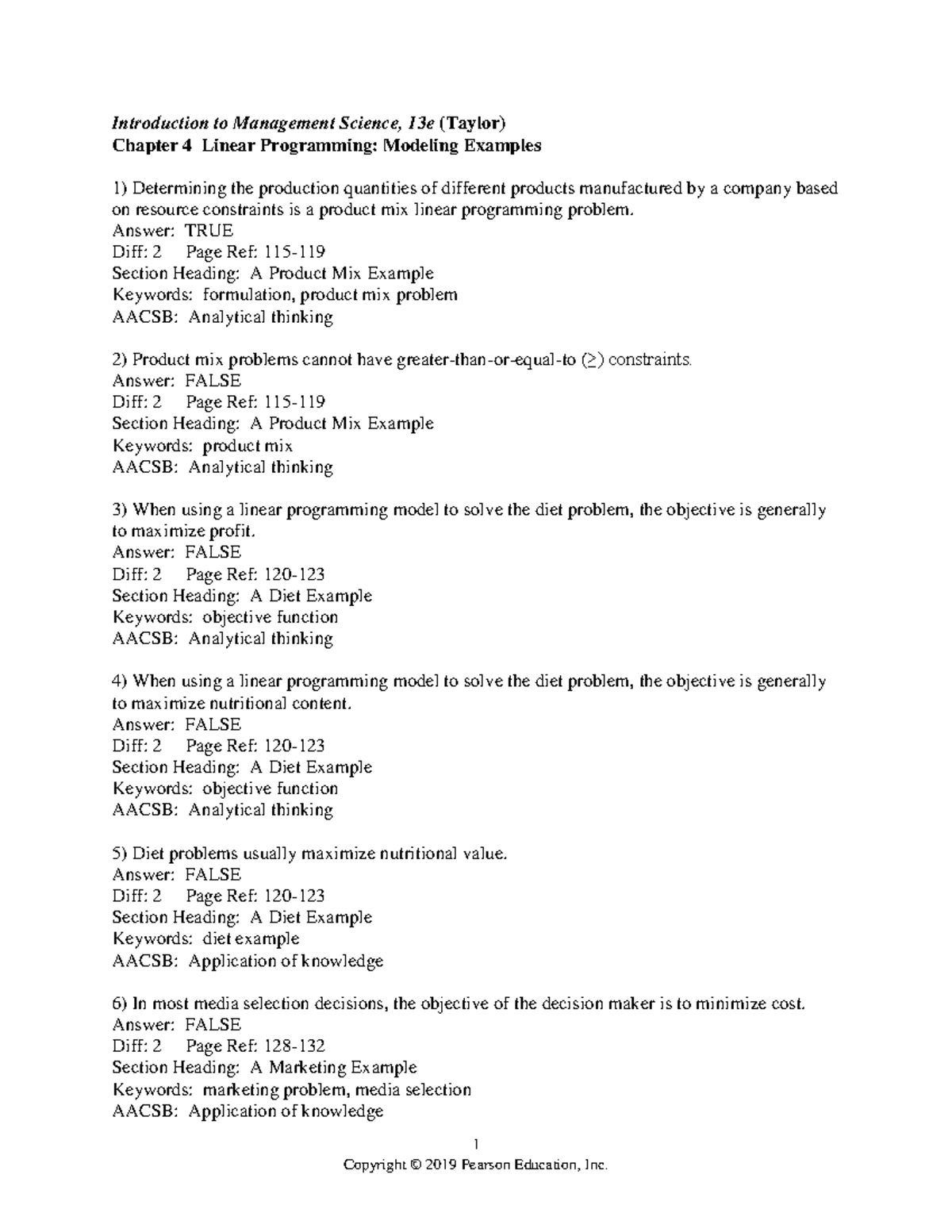 Chapter 4 - not much - 1 Introduction to Management Science, 13e ...