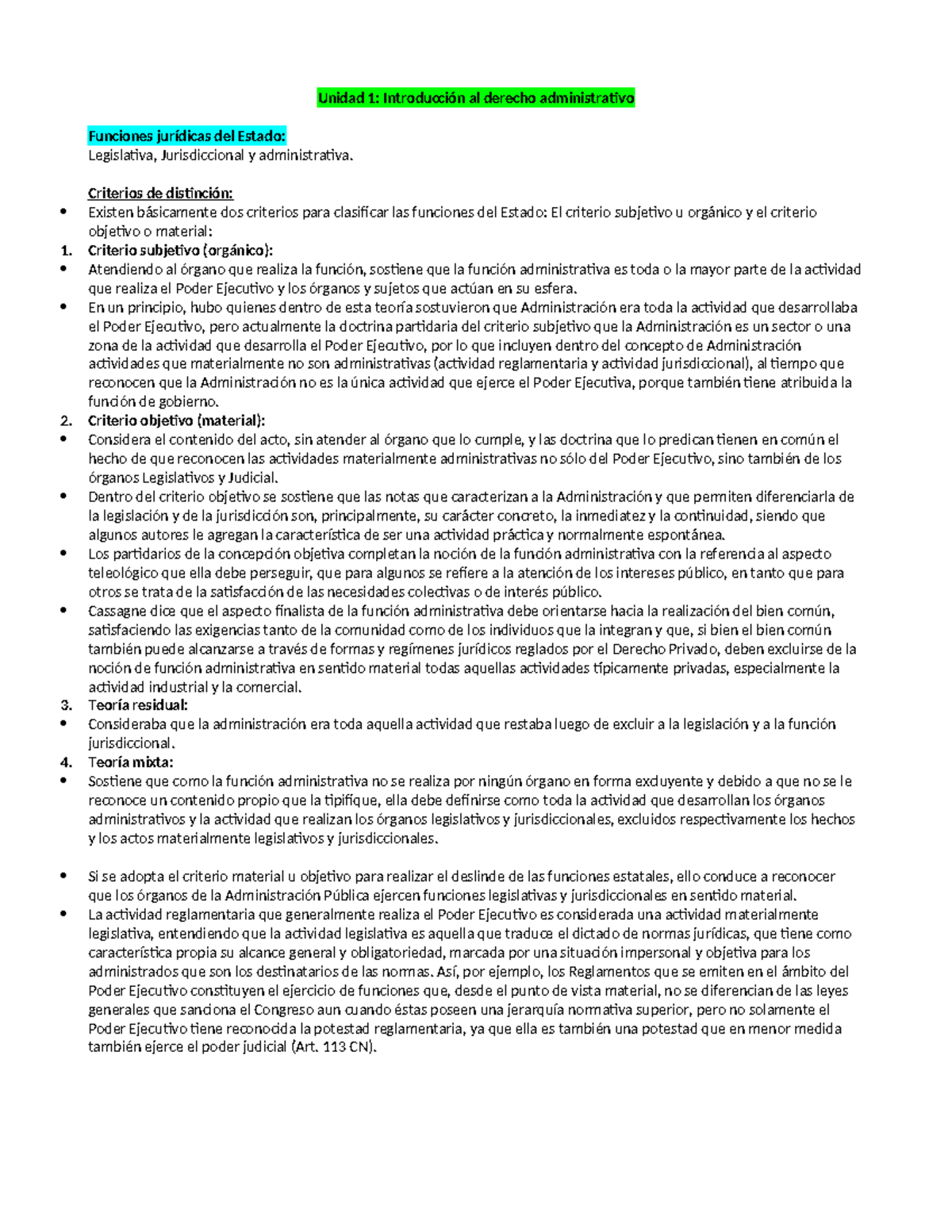 Unidades 1 Y 2 Administrativo Unidad 1 Introducción Al Derecho Administrativo Funciones 3164