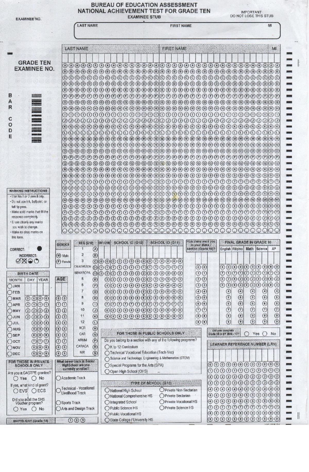 NAT ASs Black and White DO Provided - BUREAU OF EDUCATION ASSESSMENT ...