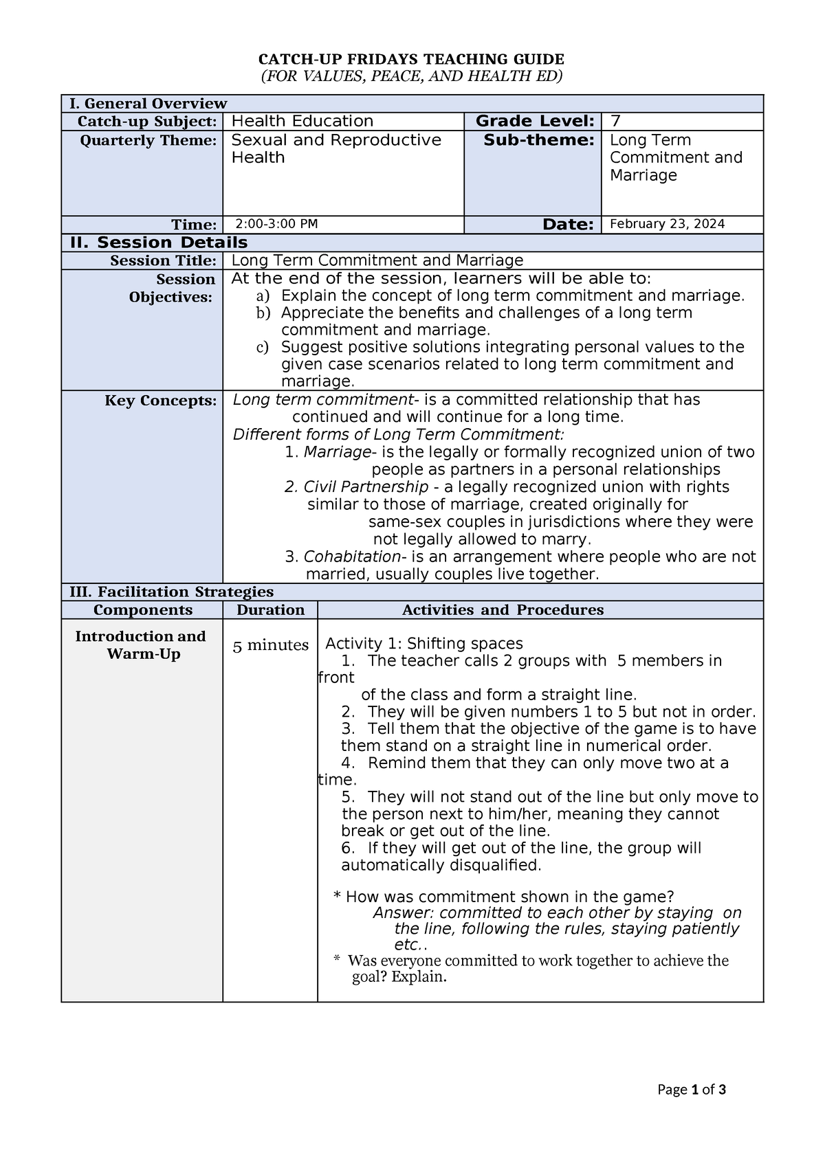 Teaching Guide Catchup Health Education Grade 7 February 23 2024