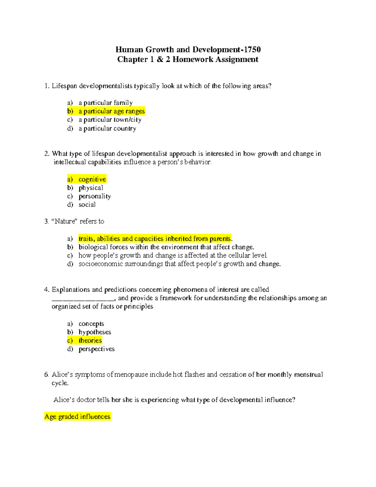 Human Growth And Development HW #1 - Human Growth And Development ...