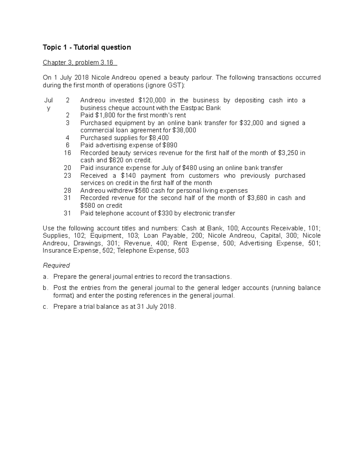 Topic 1 Tutorial Question - Topic 1 - Tutorial Question Chapter 3 ...