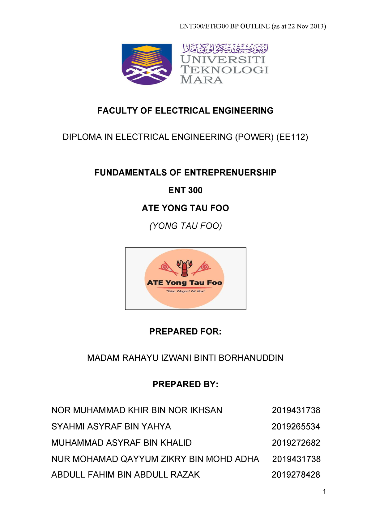 business plan for diploma in electrical engineering