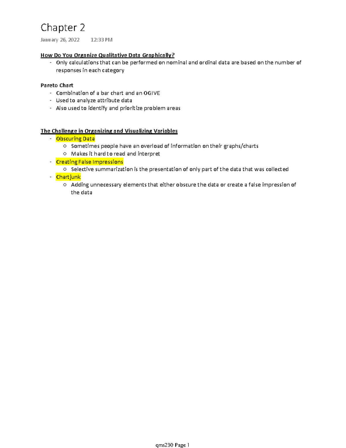 Chapter 2 How Do You Organize Qualitative Data Graphically? Only