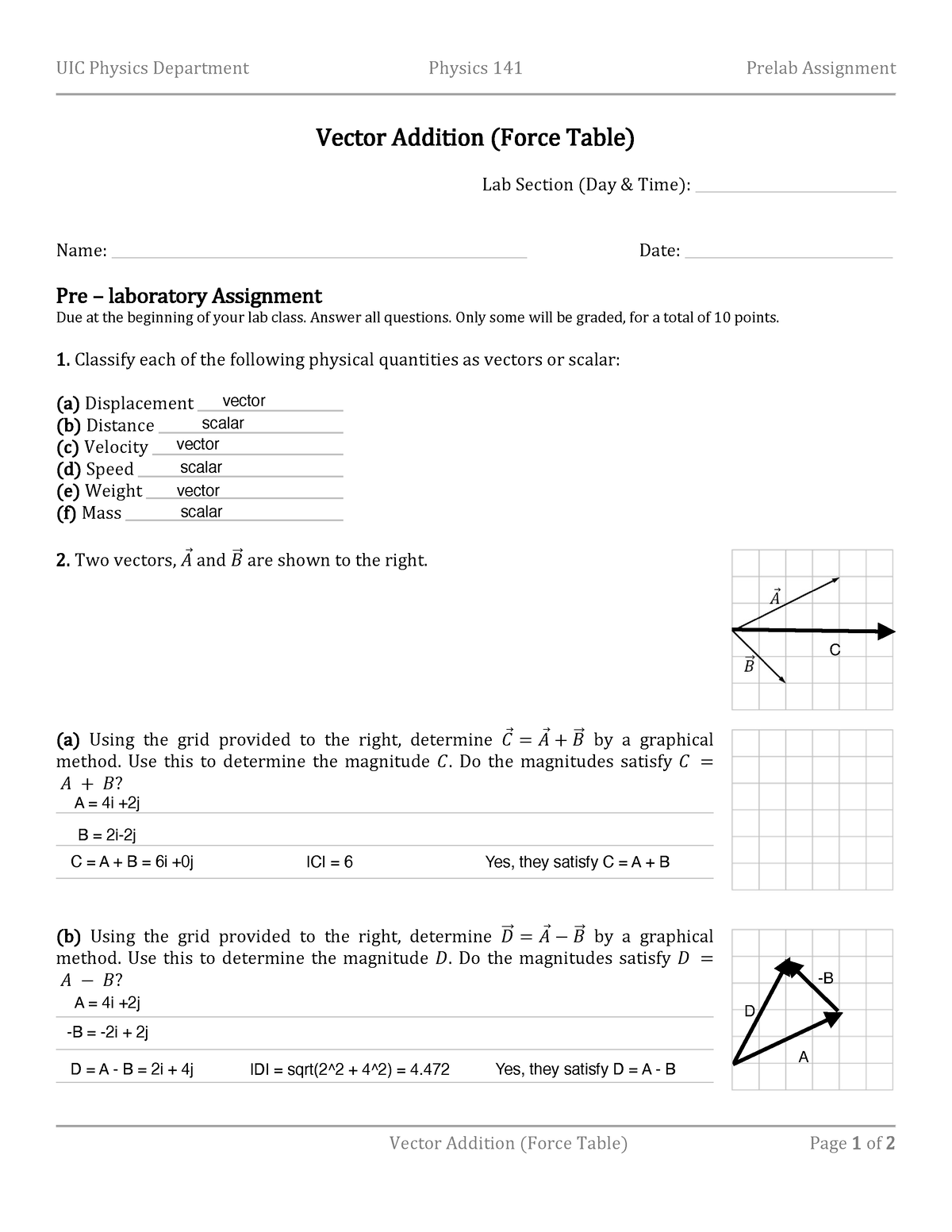 PHYS141 Prelab 3 UIC Physics Department Physics 141 Prelab