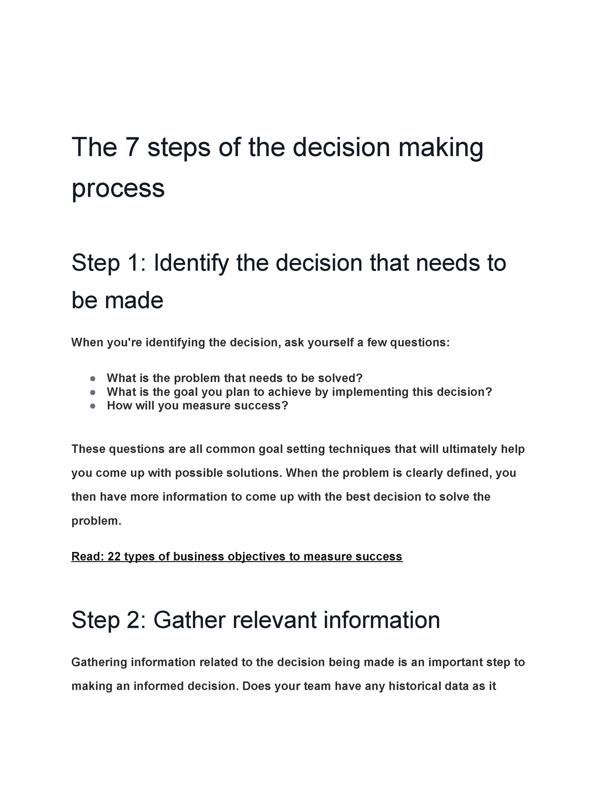 The 7 steps of the decision making process - When the problem is ...