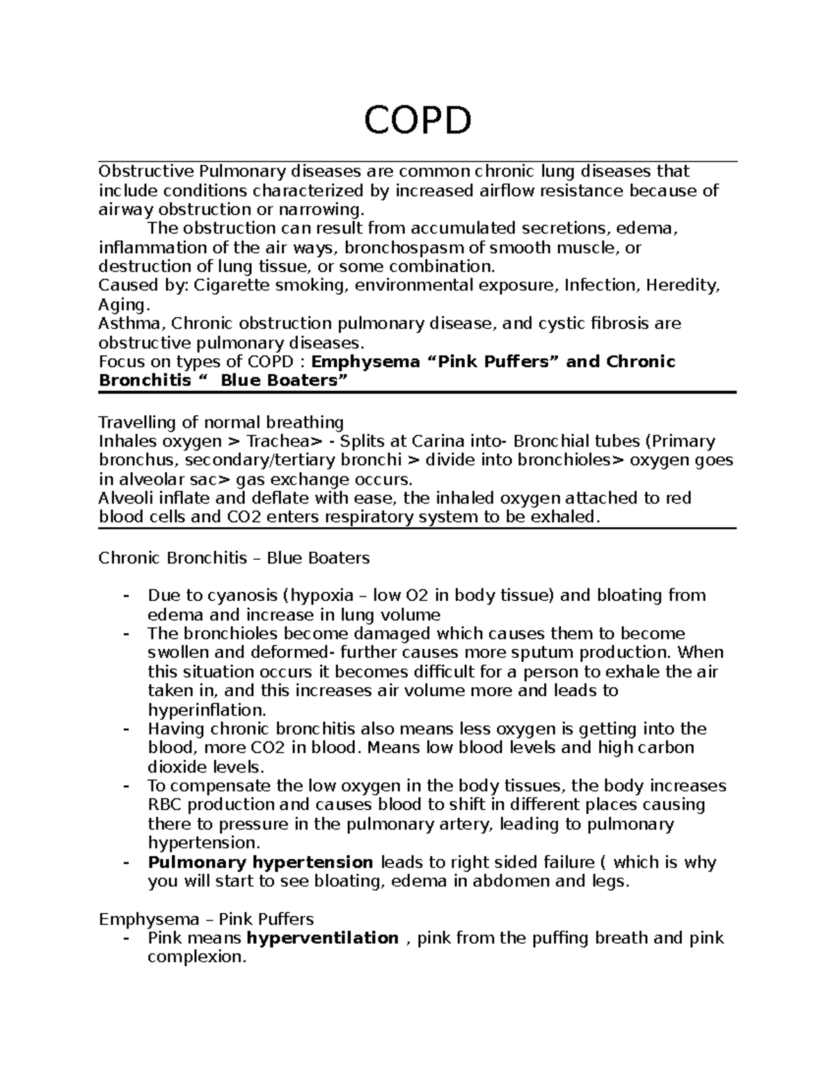 COPD - Lecture notes on COPD - COPD - Studocu