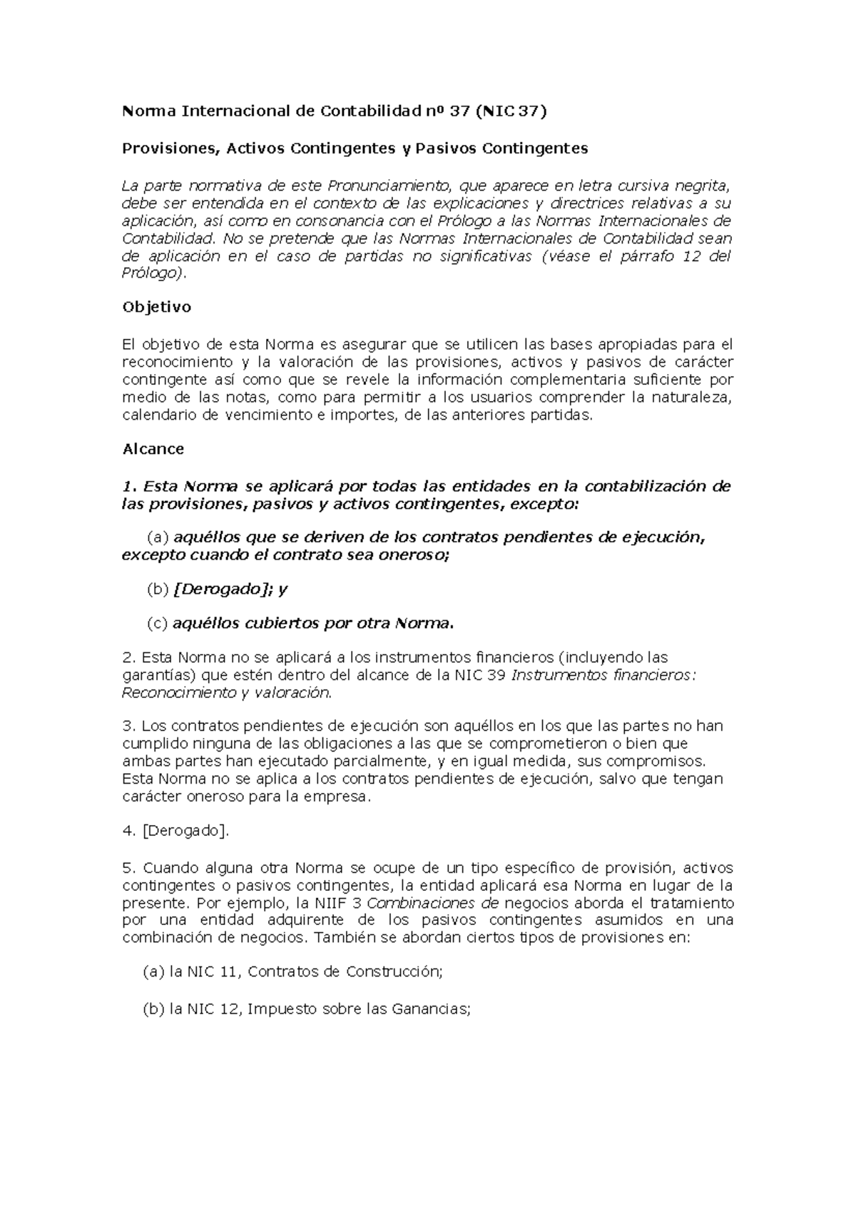 Norma Internacional De Contabilidad Nº 37 - No Se Pretende Que Las ...