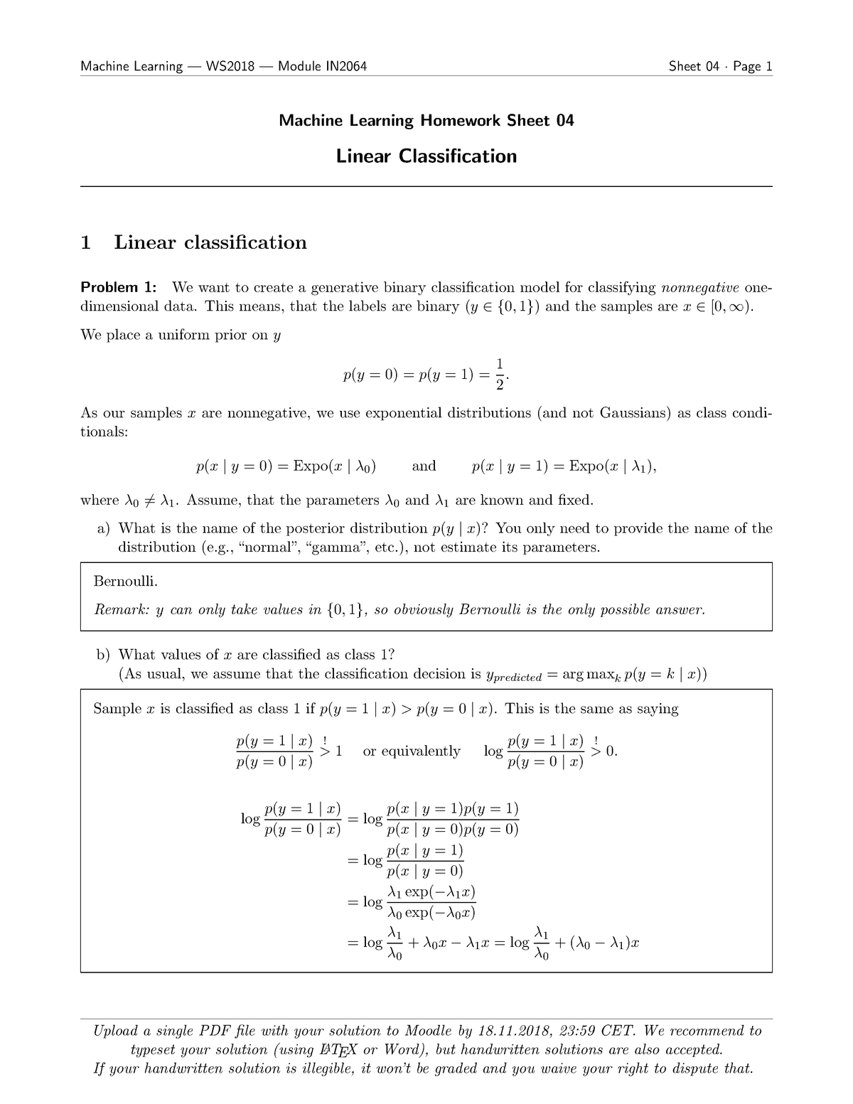 machine learning homework problem