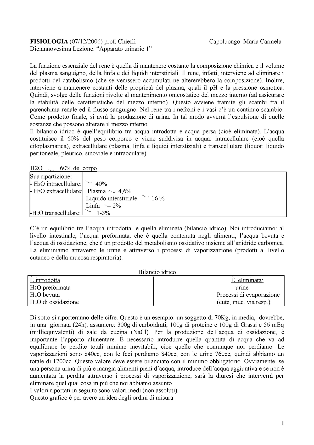 Lezione 19° B - Appunti Di Fisiologia - FISIOLOGIA (07/12/2006) Prof ...