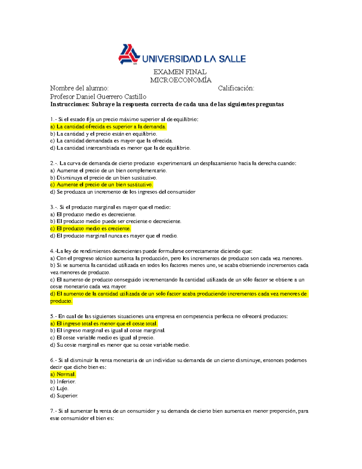 Examen Final Microeconomia Studocu
