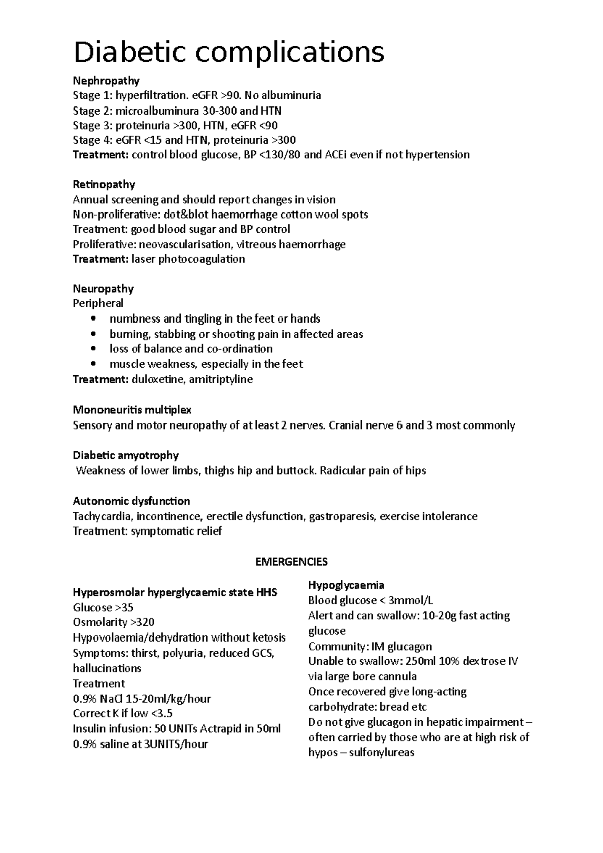 Diabetic complications - MED2020 - QUB - Studocu