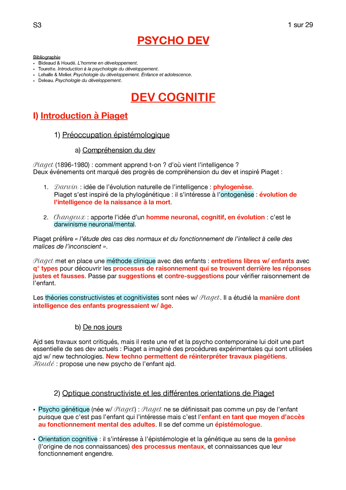 CM de Psychologie du D veloppement L2 PSYCHO DEV Bibliographie