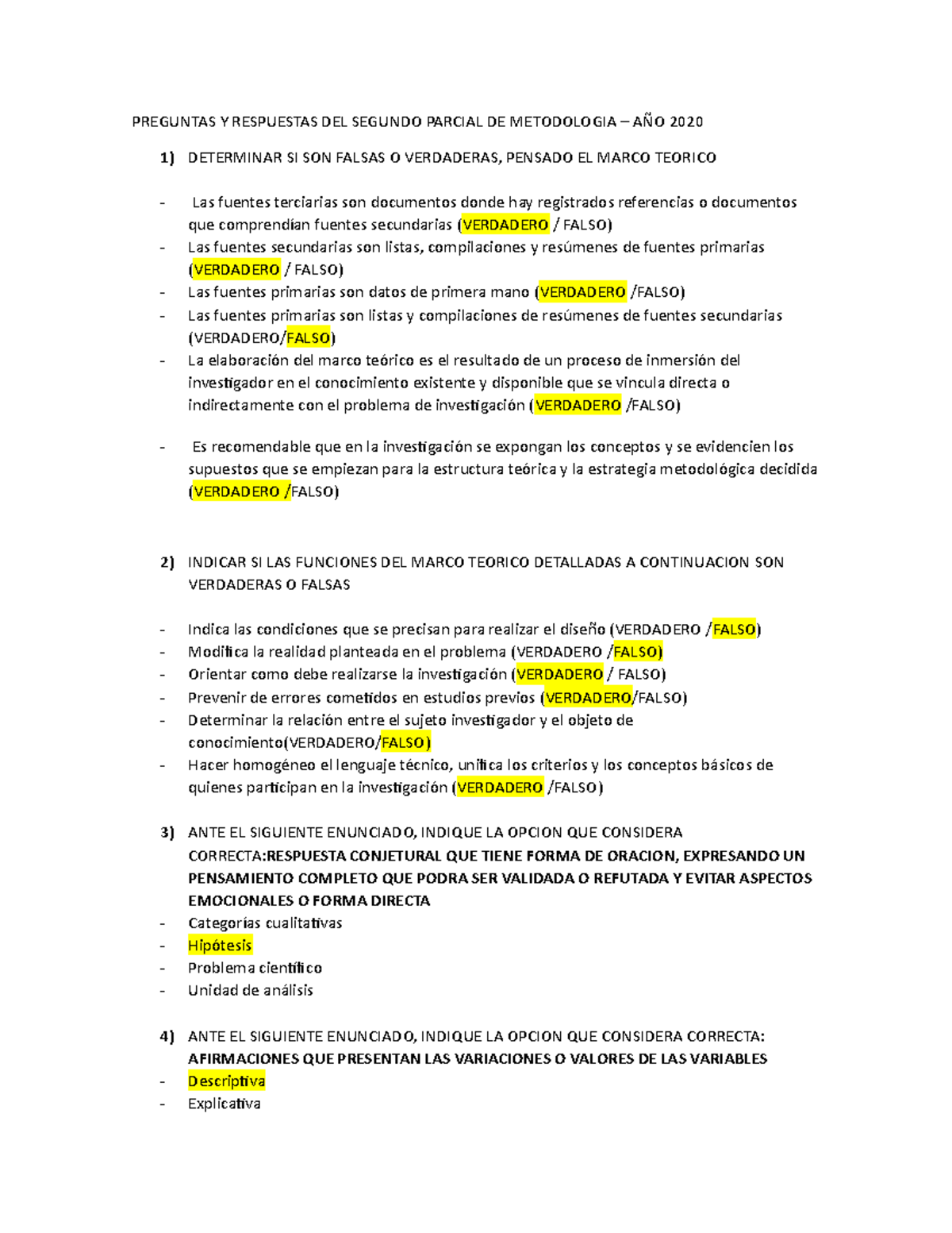 Preguntas Y Respuestas Segundo Parcial Metodologia - PREGUNTAS Y ...