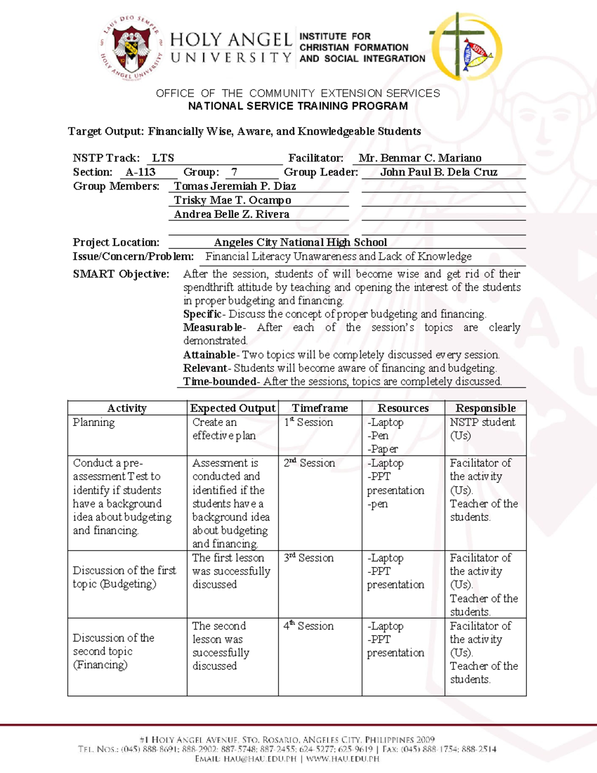 NSTP-Plan-Template - JJJ - OFFICE OF THE COMMUNITY EXTENSION SERVICES ...