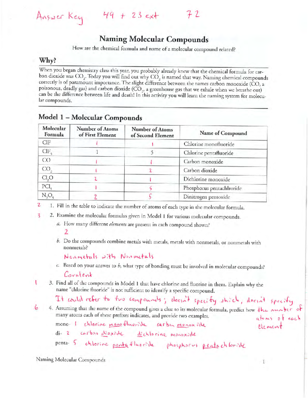 18 Naming Molecular Compounds answer key - Studocu