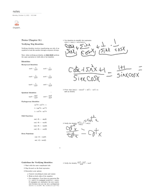 Trig Notes 3 - Chapter 10 - Wednesday, July 28,2021 10:37 AM 10 Comprex ...