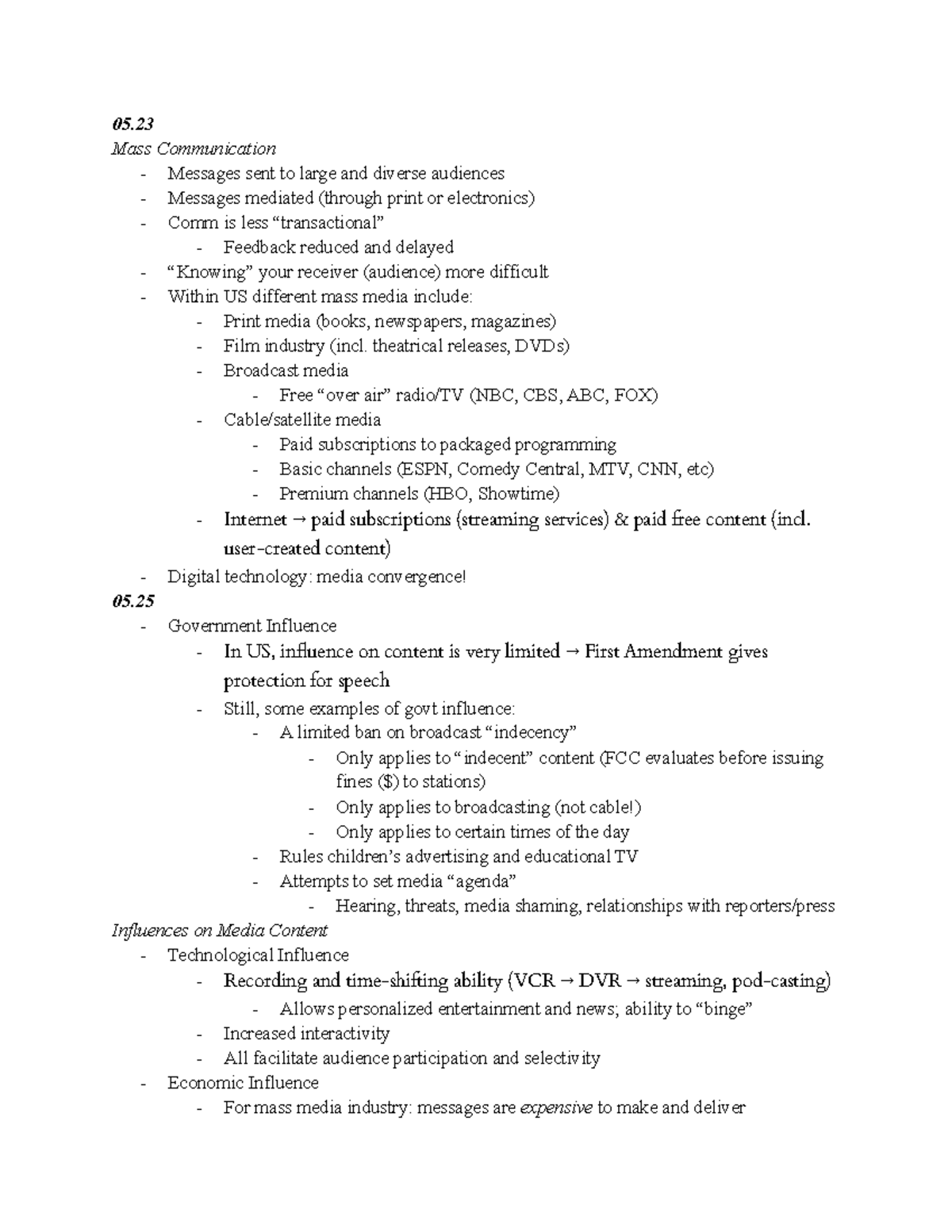 COMM1 Week 9 05 23 - 05 29 - 05. Mass Communication - Messages sent to ...