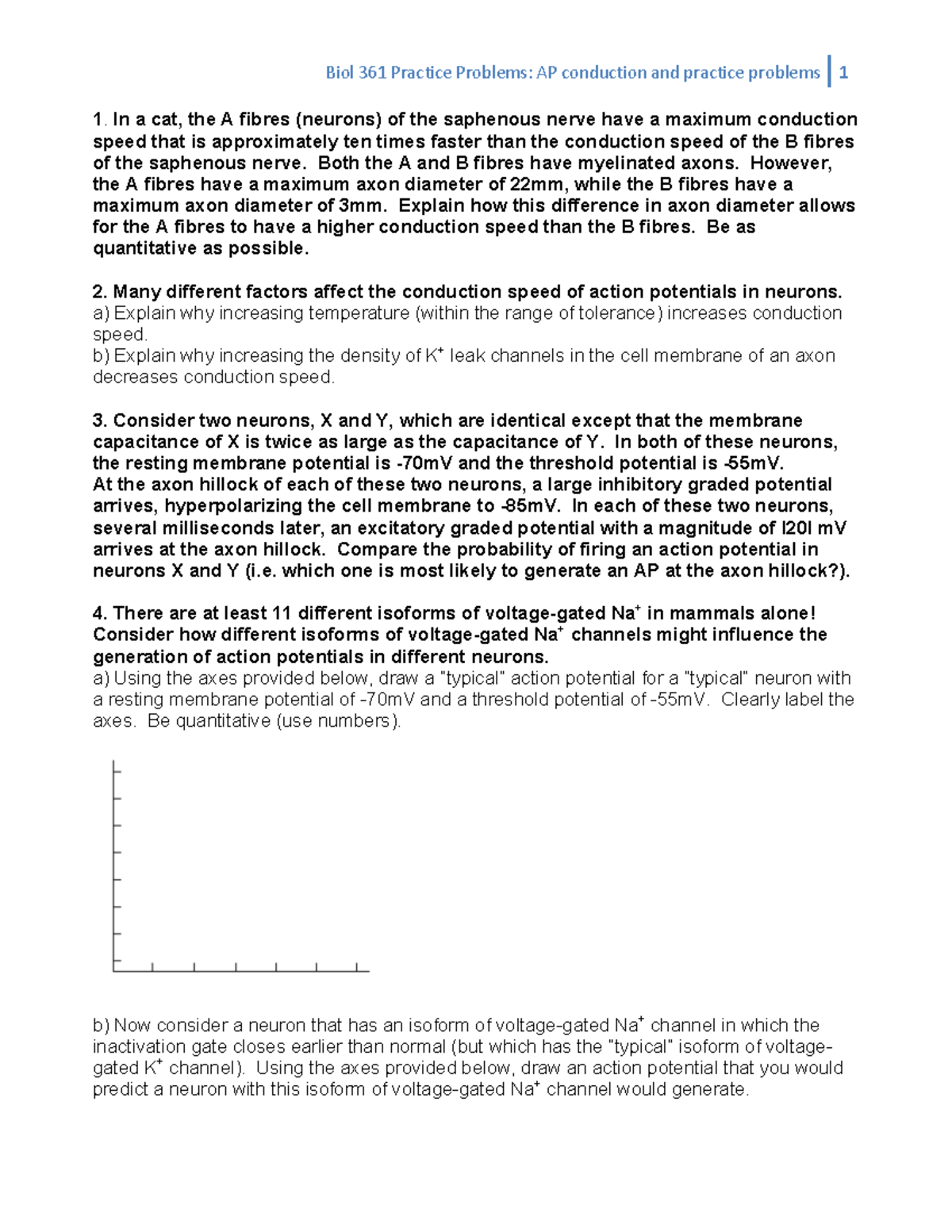 AP conduction and synapse practices problems - Biol 361 Practice ...