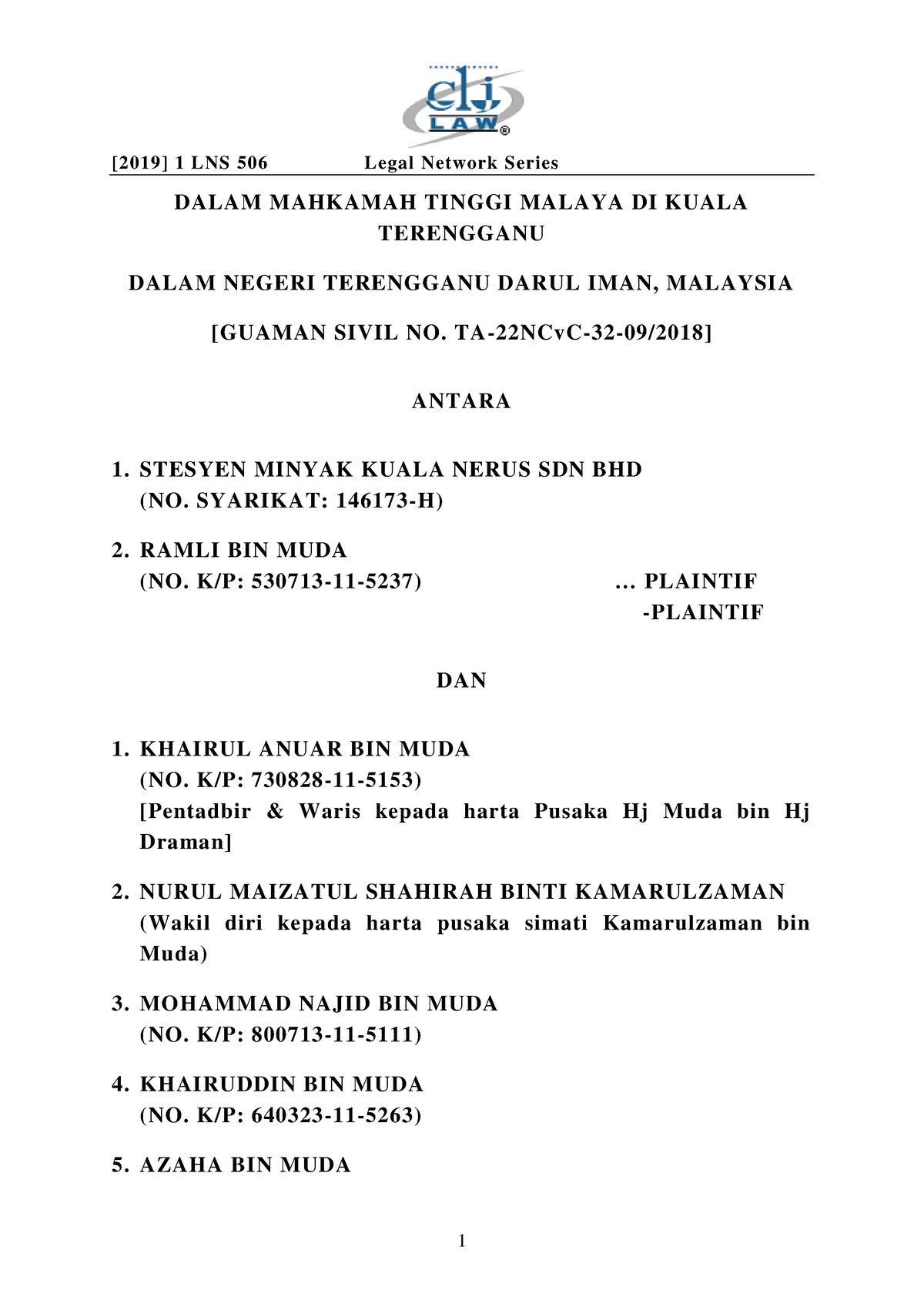 Res Judicata Case - DALAM MAHKAMAH TINGGI MALAYA DI KUALA TERENGGANU ...