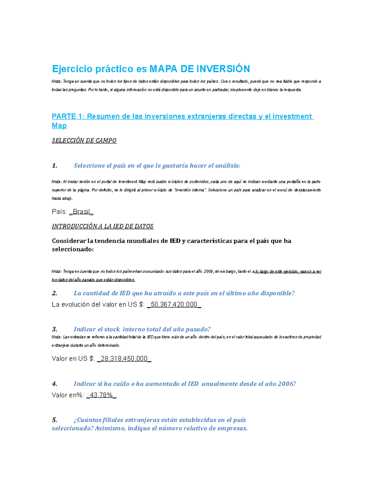 Ejercicio práctico es MAPA DE Inversión - Ejercicio práctico es MAPA DE ...