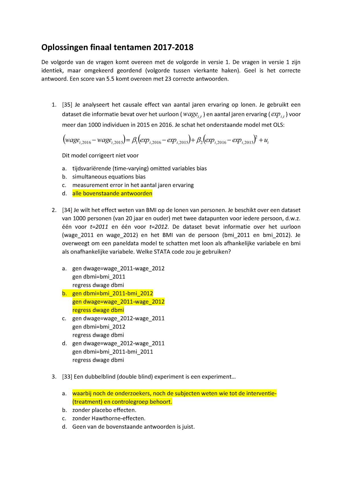 Tentamen 24 April 2018, Vragen En Antwoorden - Oplossingen Finaal ...