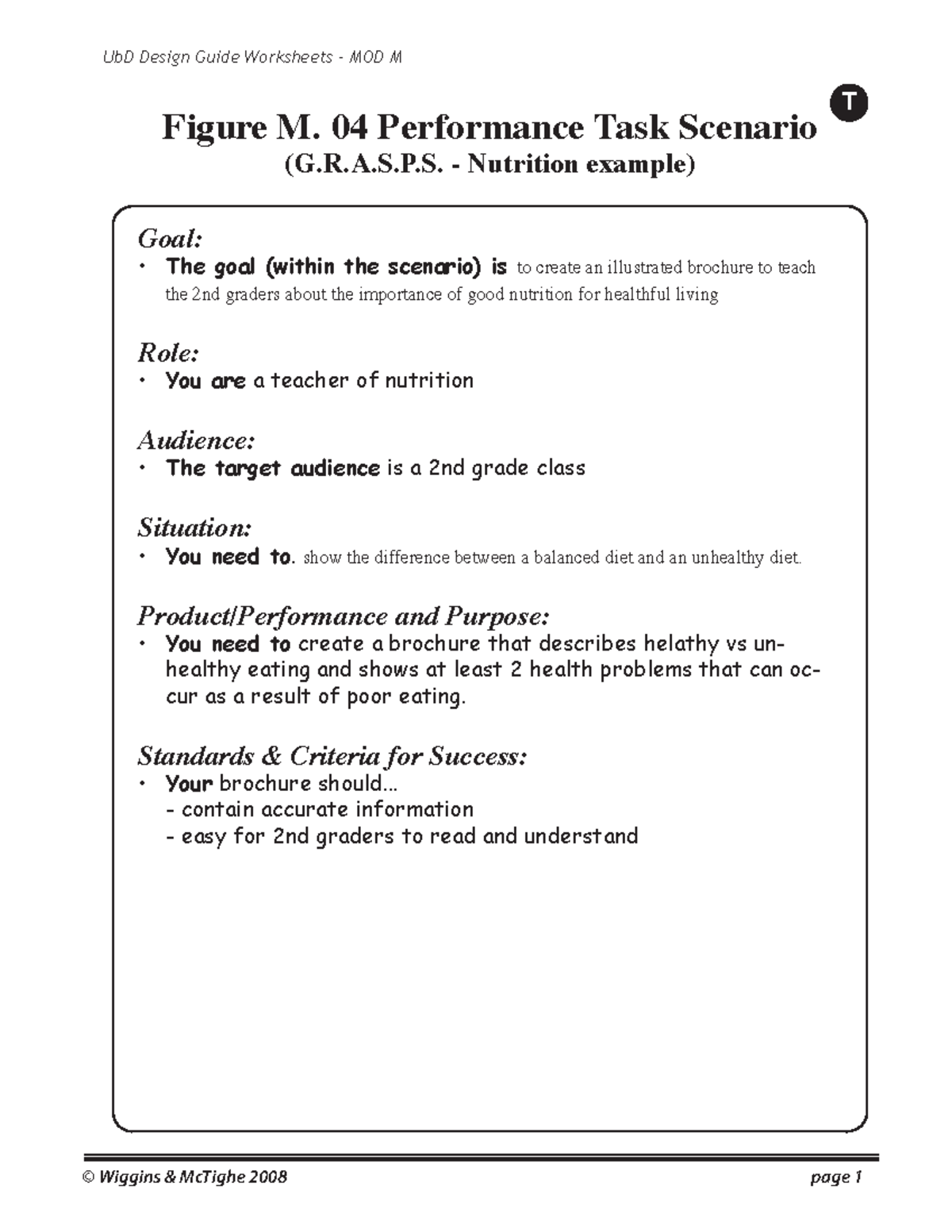 Wiggins mod m grasps and roles - Goal: • The goal (within the scenario ...