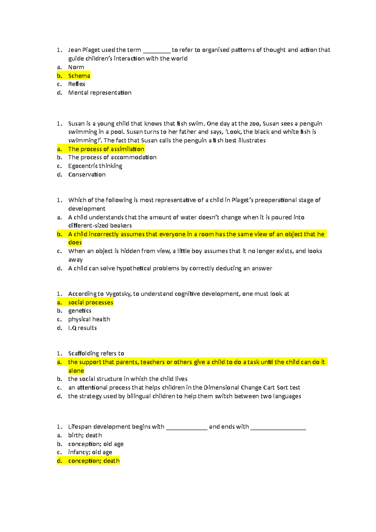 Developmental psych practice questions - Jean Piaget used the term ...