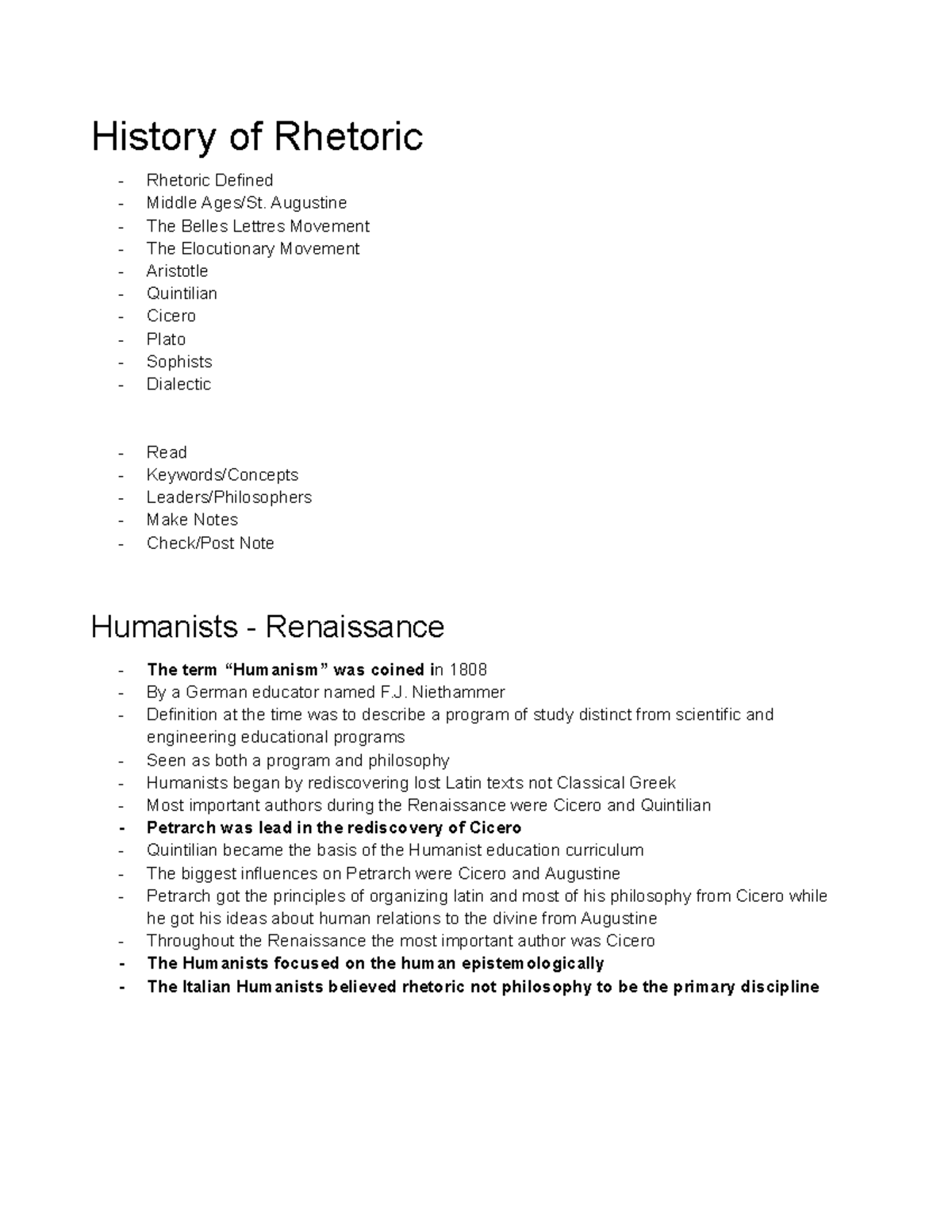 History of Rhetoric Public speaking notes History of Rhetoric