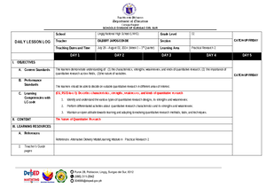 Week 1 DLL In CPAR (1st Quarter) - DAILY LESSON LOG School Lingig ...