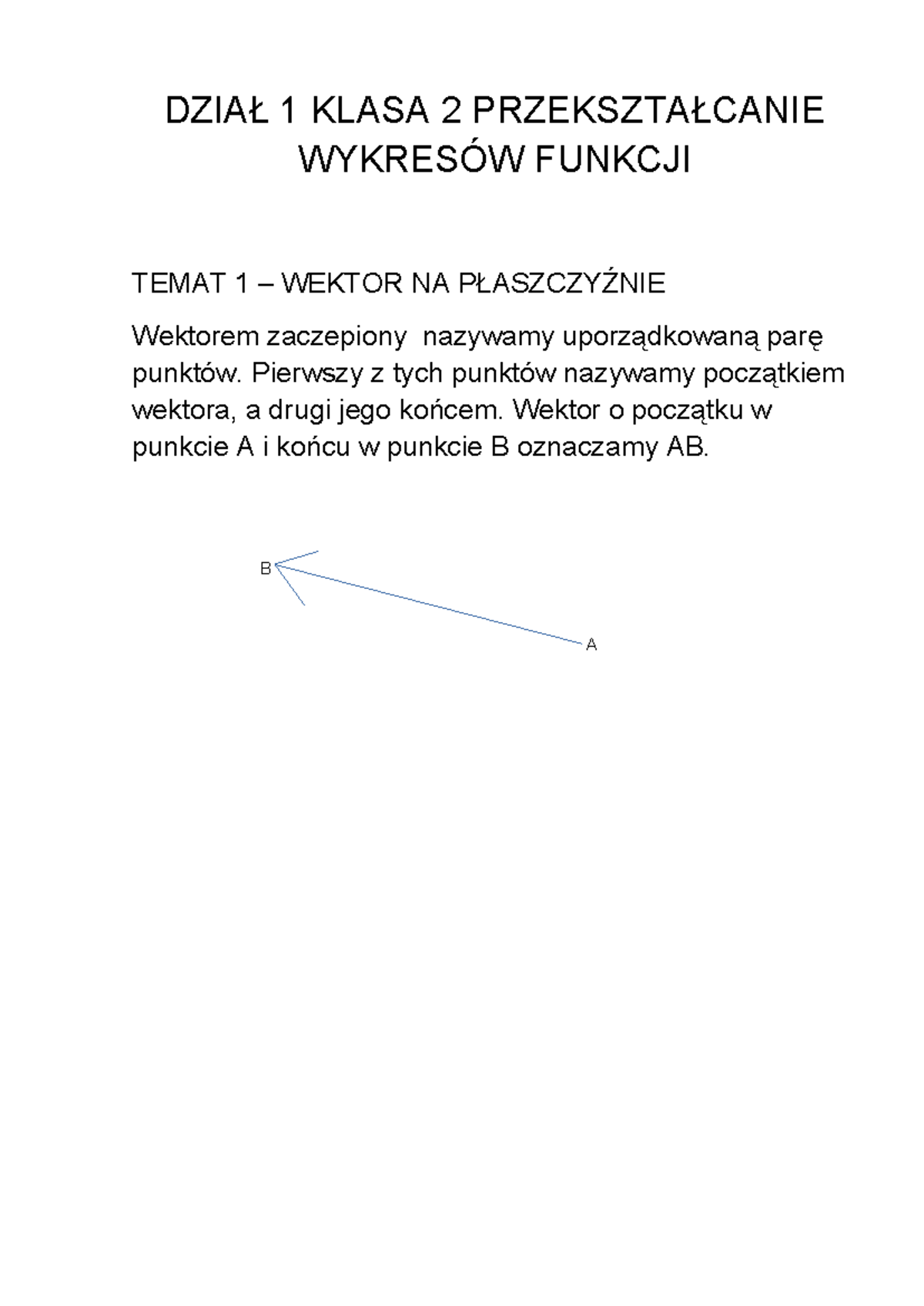 Matematyka - działy: Przekształcanie wykresów funkcji równania i
