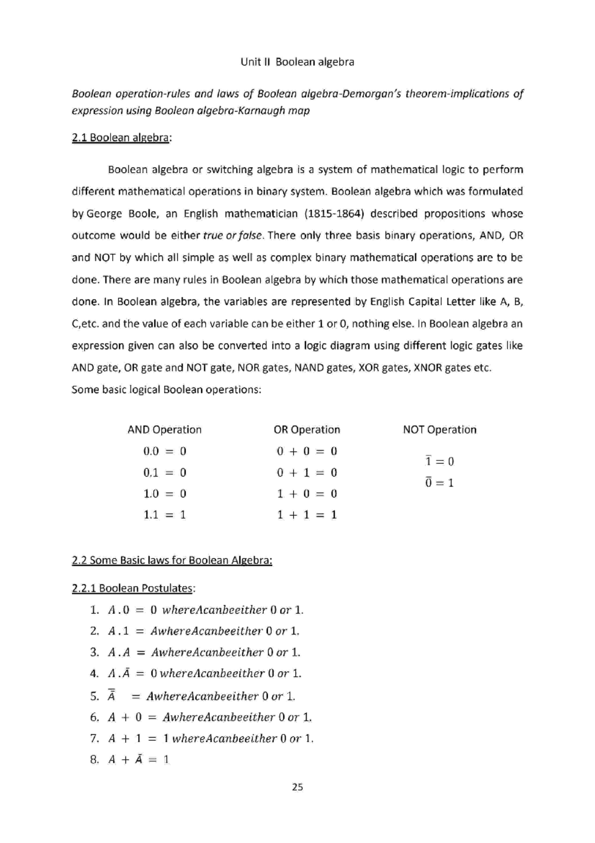 Unit-II Boolean Algebra - Digital Electronics - Studocu