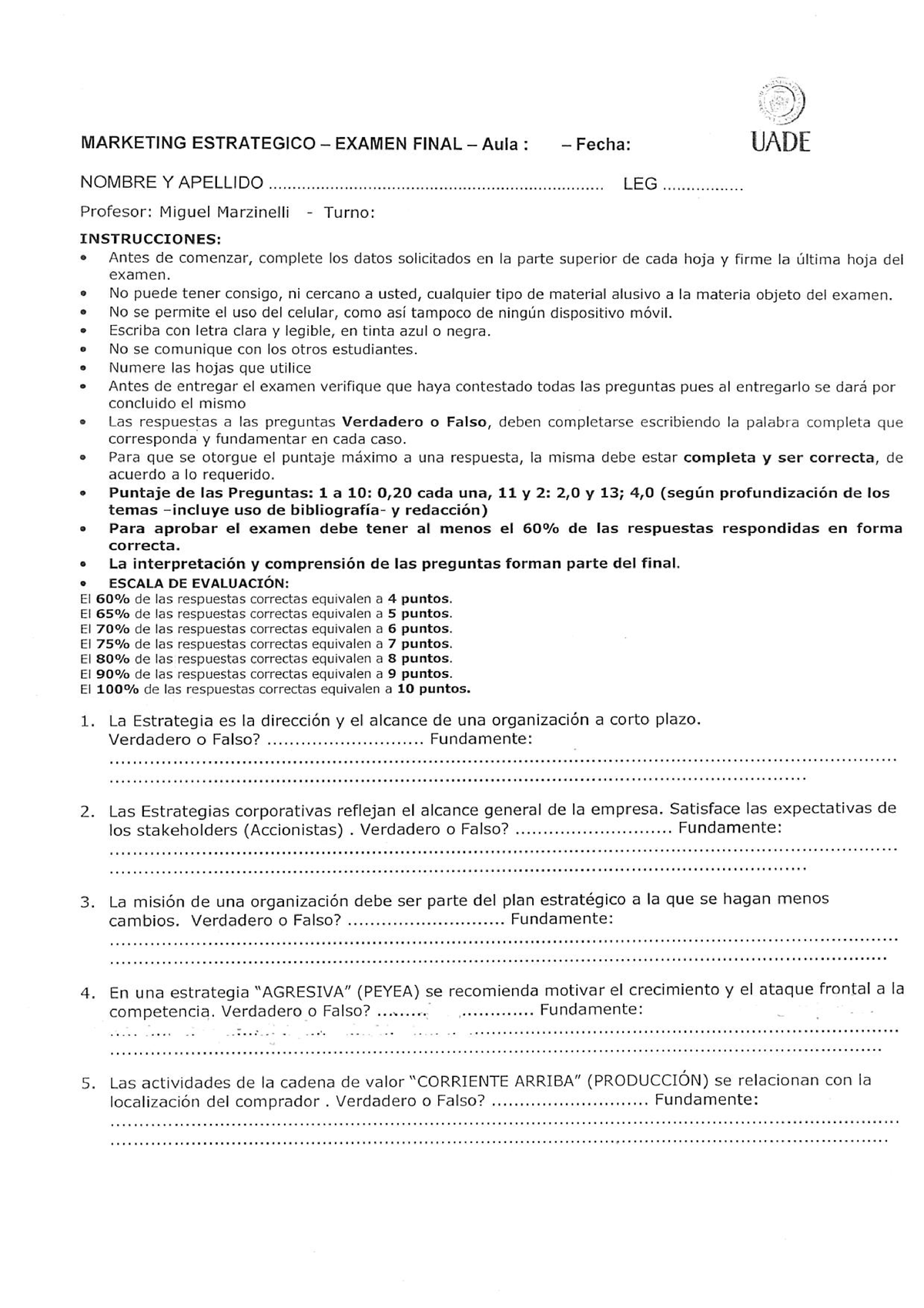 Examen Final MKT Estrategico - Marketing Estrategico - Studocu