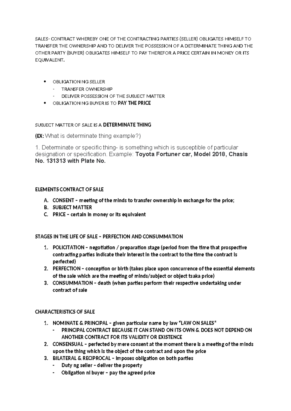 Copy of Sales- Digest - SALES- CONTRACT WHEREBY ONE OF THE CONTRACTING ...