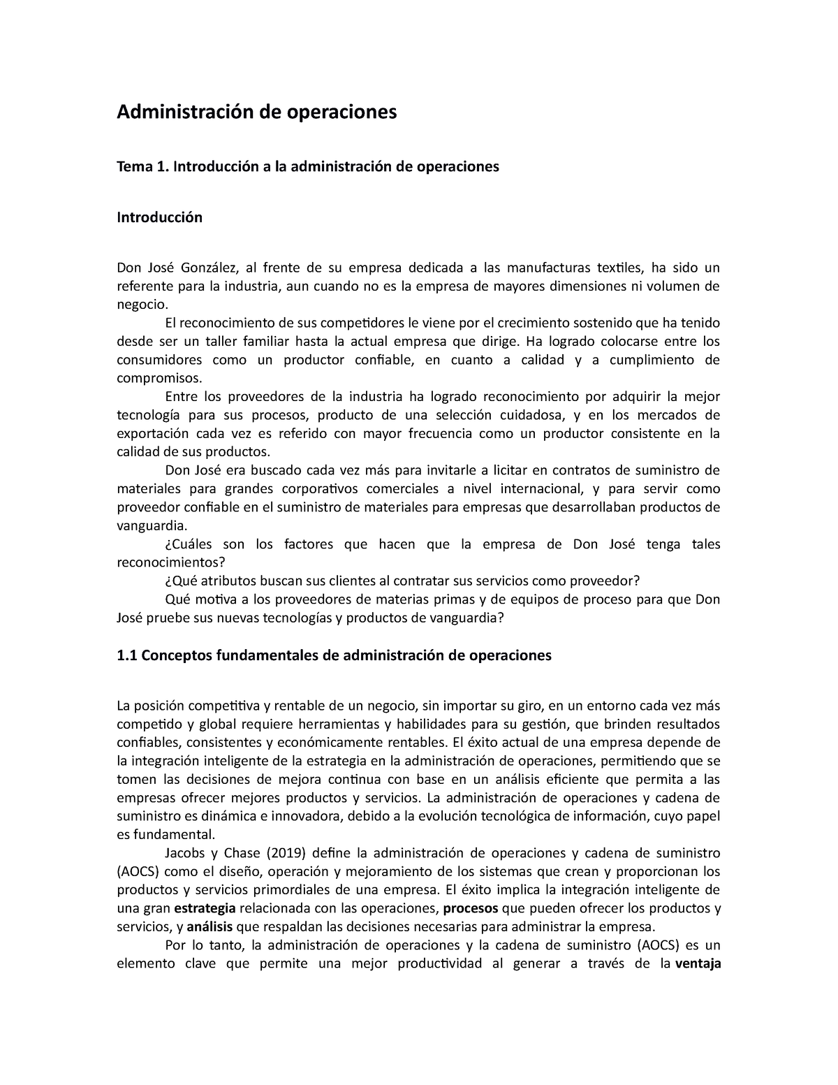 Módulo 1 Administración De Operaciones Tema 1 Introducción A La Administración De Operaciones 0491