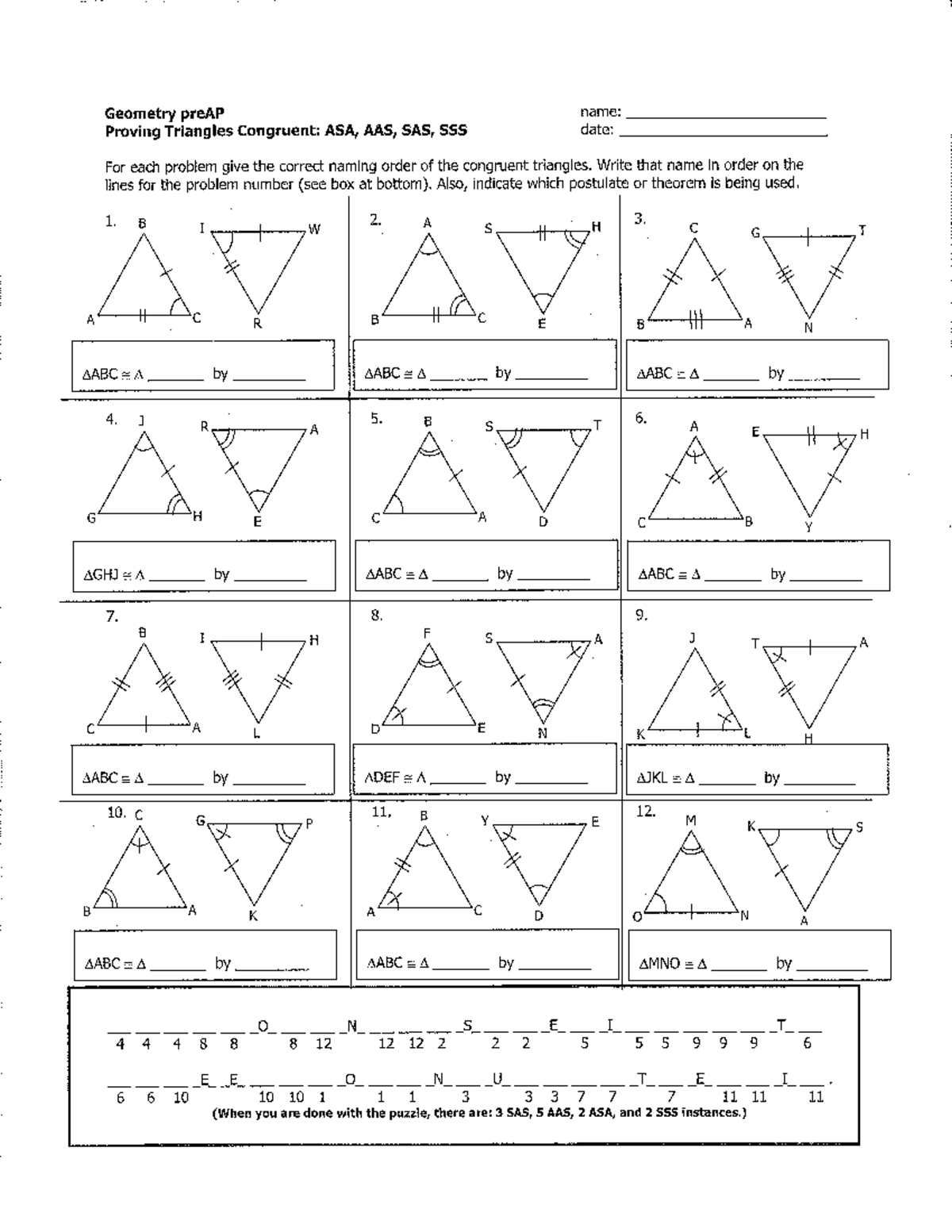 Triangle congruent and key Assessment in Learning Studocu