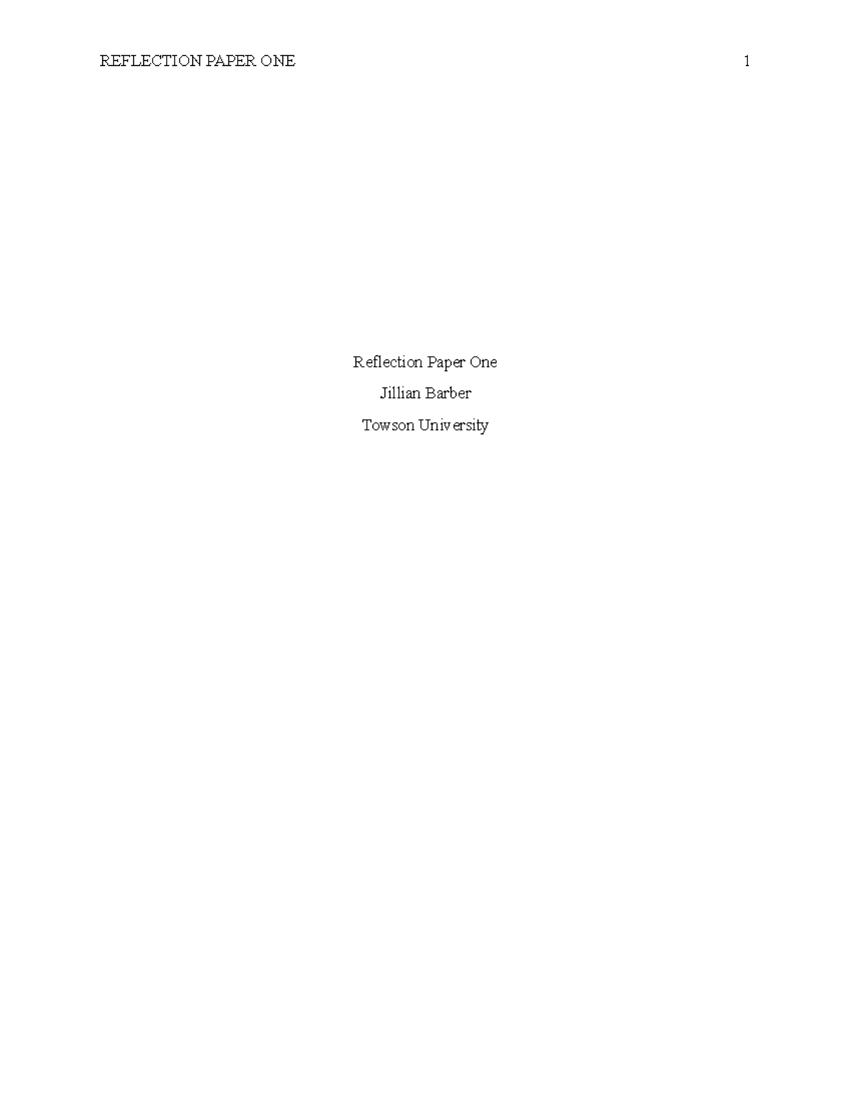 Psychology Reflection Paper One - Reflection Paper One Jillian Barber ...