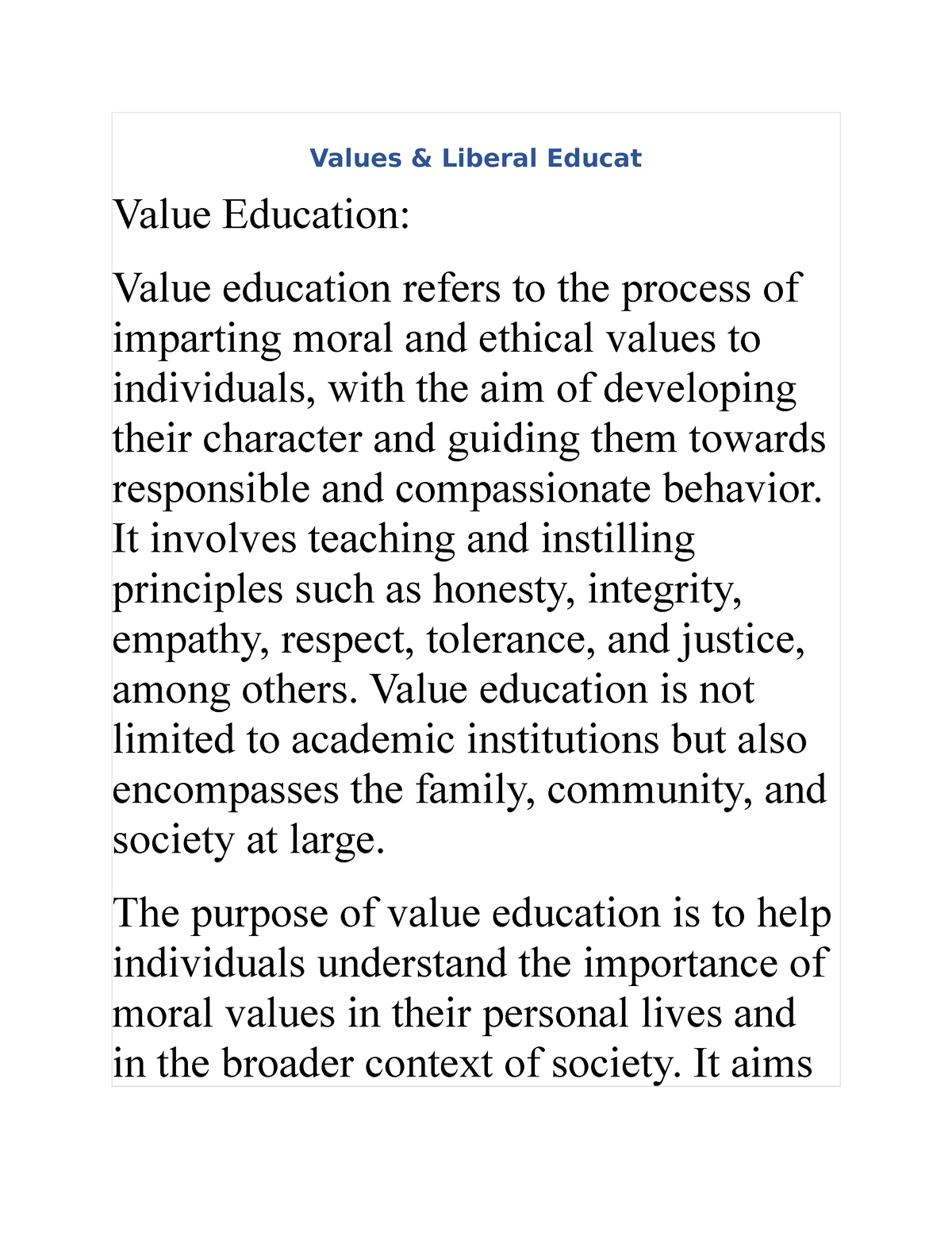 value-education-and-liberal-studies-studocu