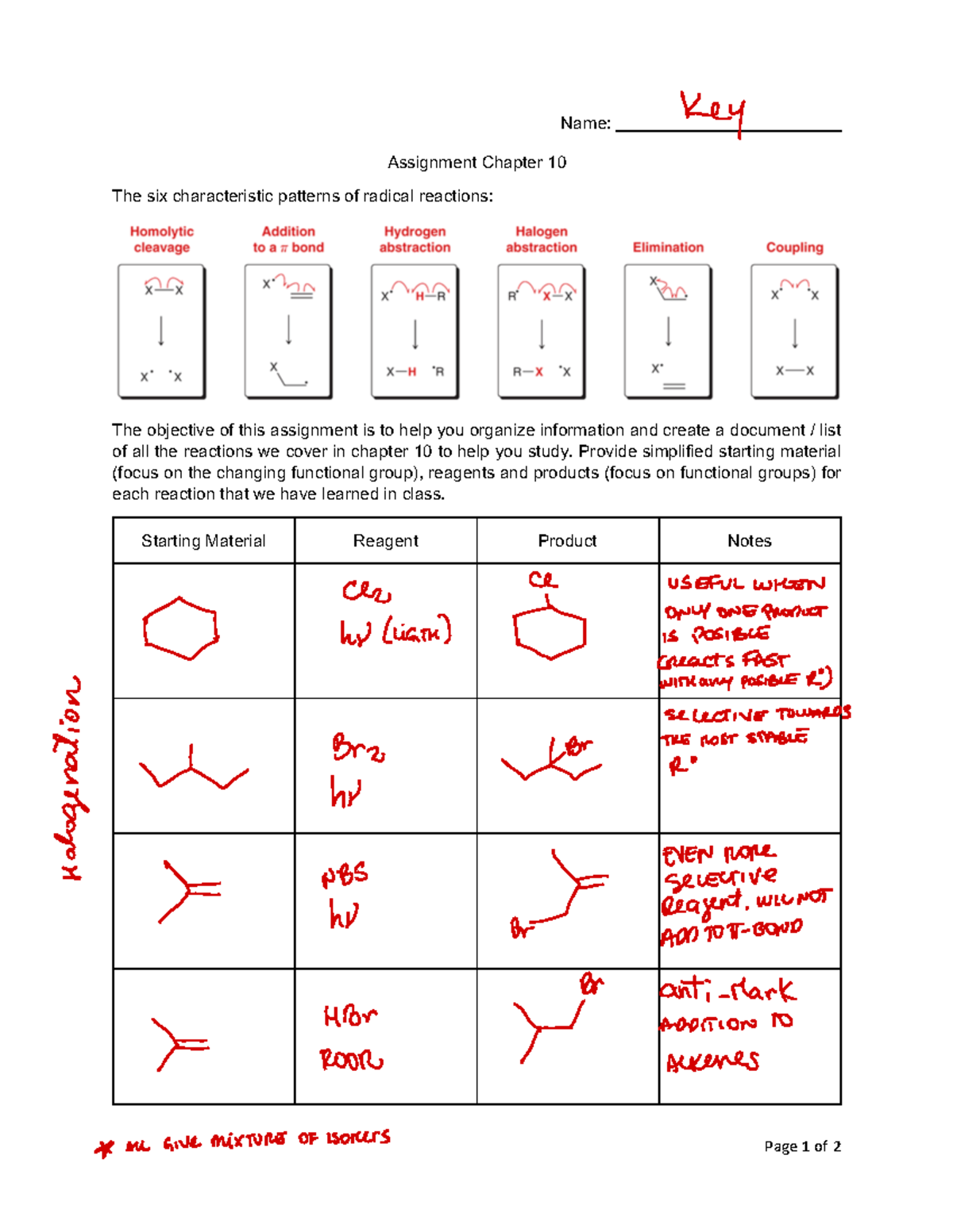 Assignment Chapter 10 key - Page 1 of 2 Name: Assignment Chapter 10 The ...