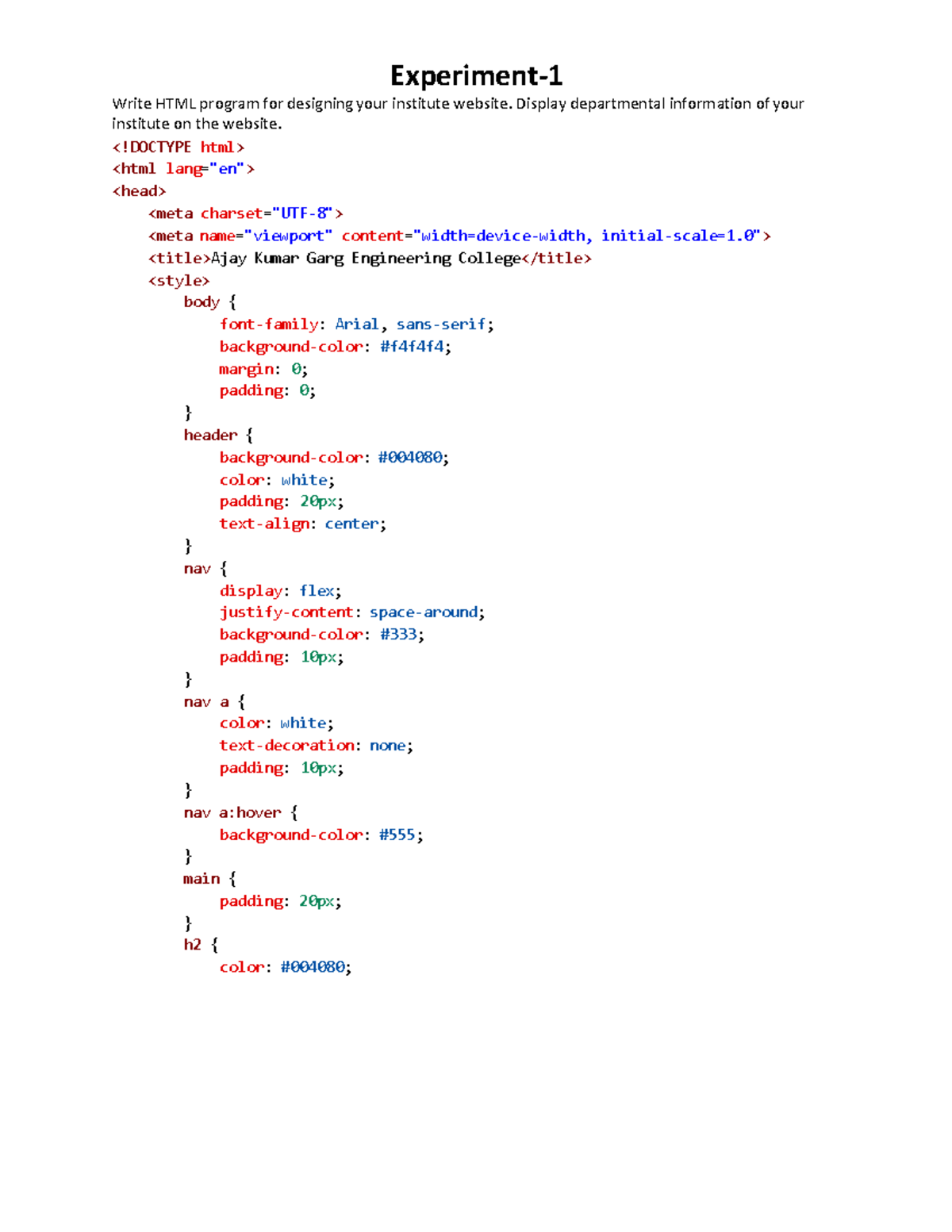 Webtechfirst - these are my web tech html practical - Experiment- 1 ...