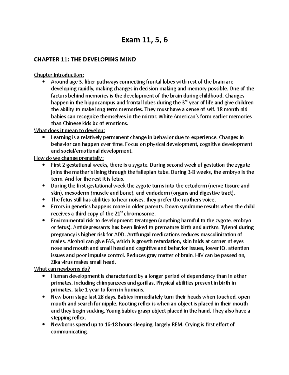 Psych Test 2 - Exam 11, 5, 6 CHAPTER 11: THE DEVELOPING MIND Chapter ...