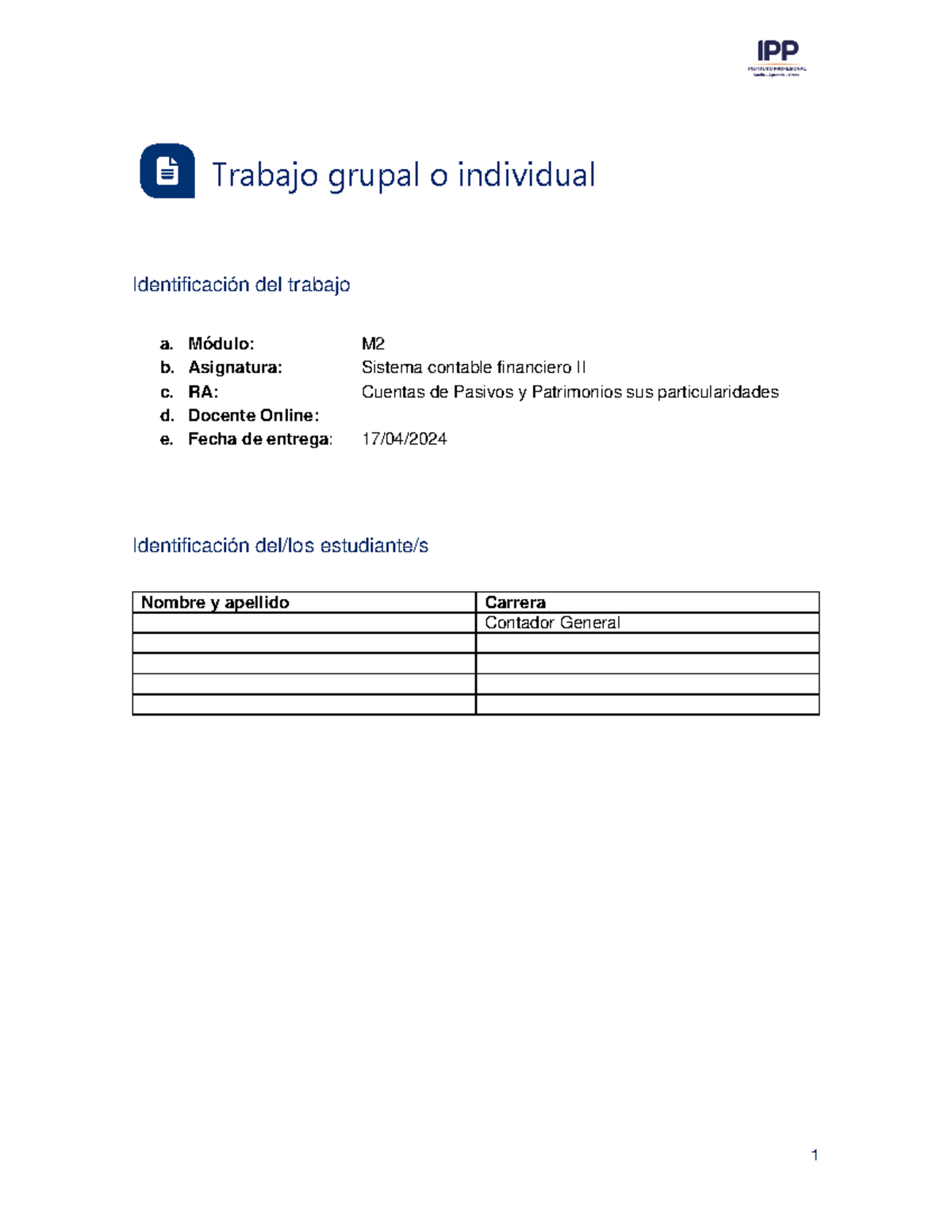 Trabajo Individual Sistema Contable Financiero II - Trabajo Grupal O ...