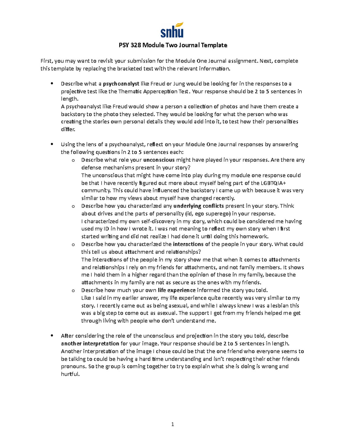 PSY 328 Module Two Journal - Next, Complete This Template By Replacing ...