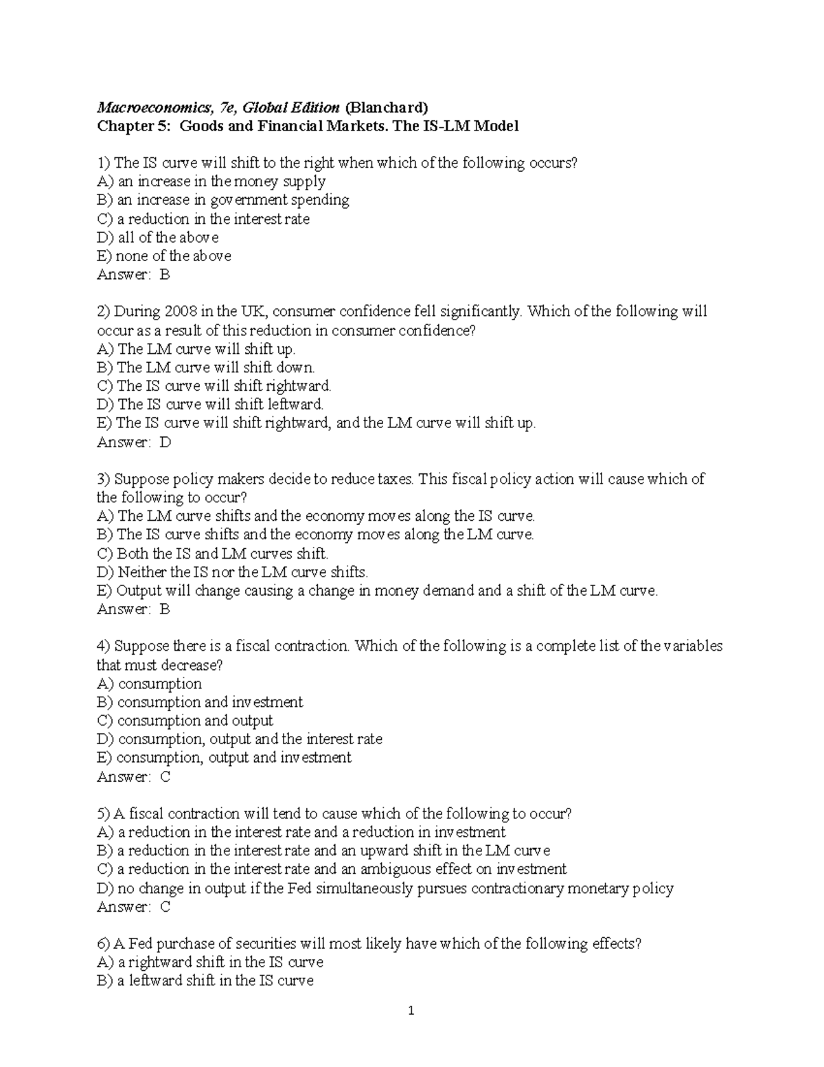 Seminar 3 Answers - Macroeconomics, 7e, Global Edition (Blanchard ...